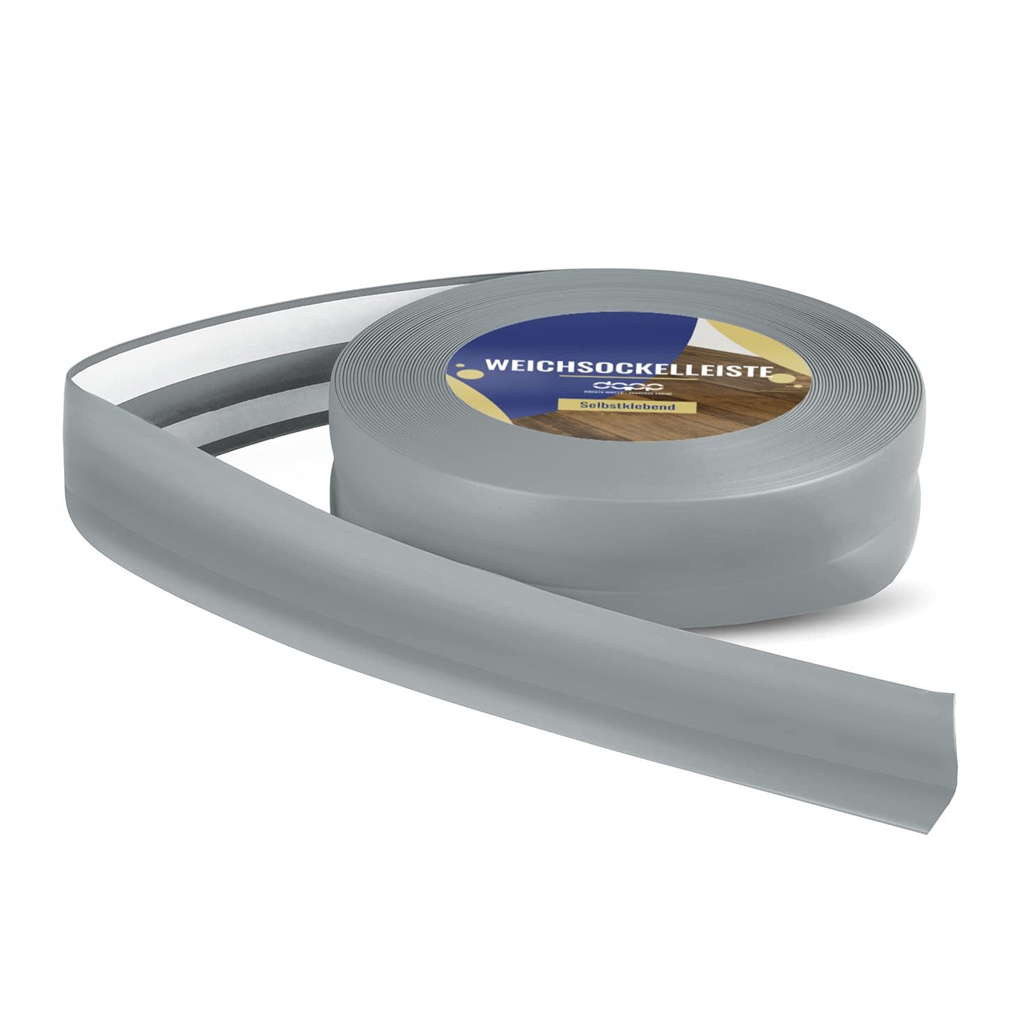 DQ-PP Sockelleiste DQ-PP WEICHSOCKELLEISTE 10m, 32x23mm, selbstklebend, Gummileiste, PVC, Sockelleiste, Abschlussleiste, Bodenleiste, Winkelprofil