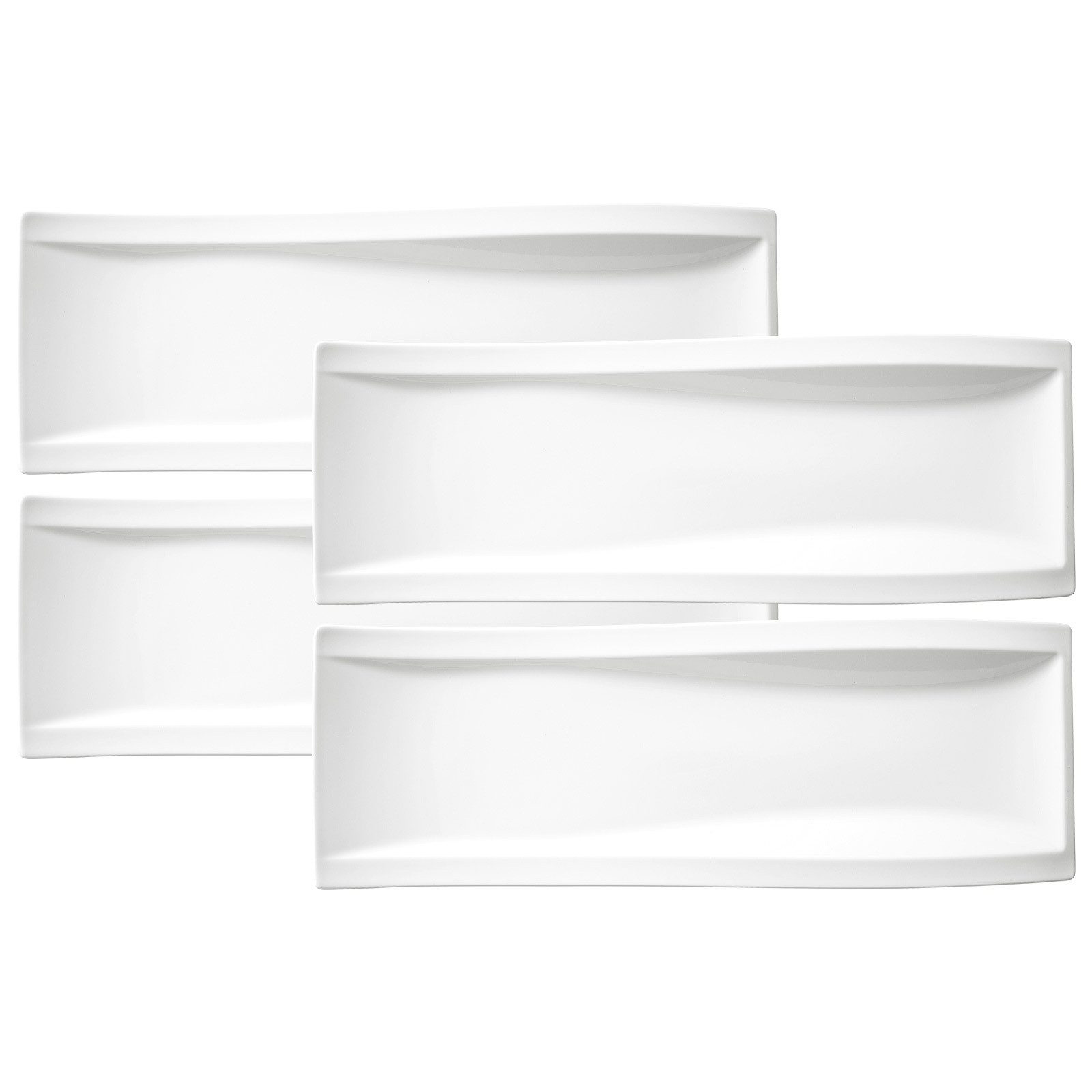 Villeroy & Boch Servierplatte NewWave Antipastiteller 42 x 15 cm 4er Set, Porzellan, (4-tlg)