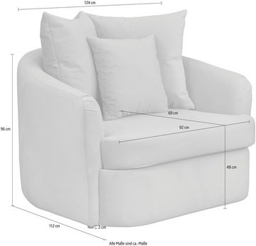 Guido Maria Kretschmer Home&Living Loveseat ANNE, mit weichen Formen, Wendekissen, wahlweise mit oder ohne Hocker