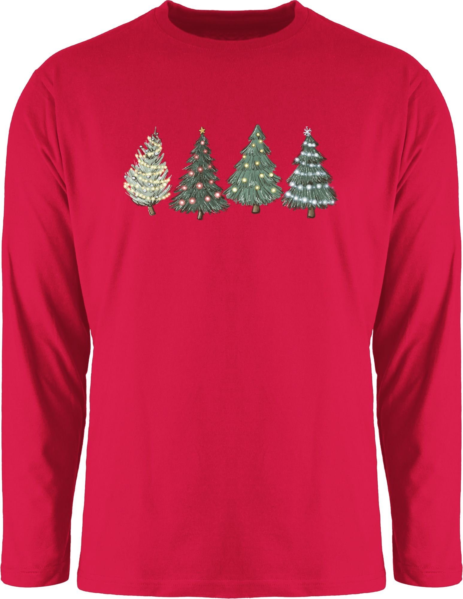 Shirtracer Rundhalsshirt Weihnachtsbäume Weihachten Kleidung 4 Rot