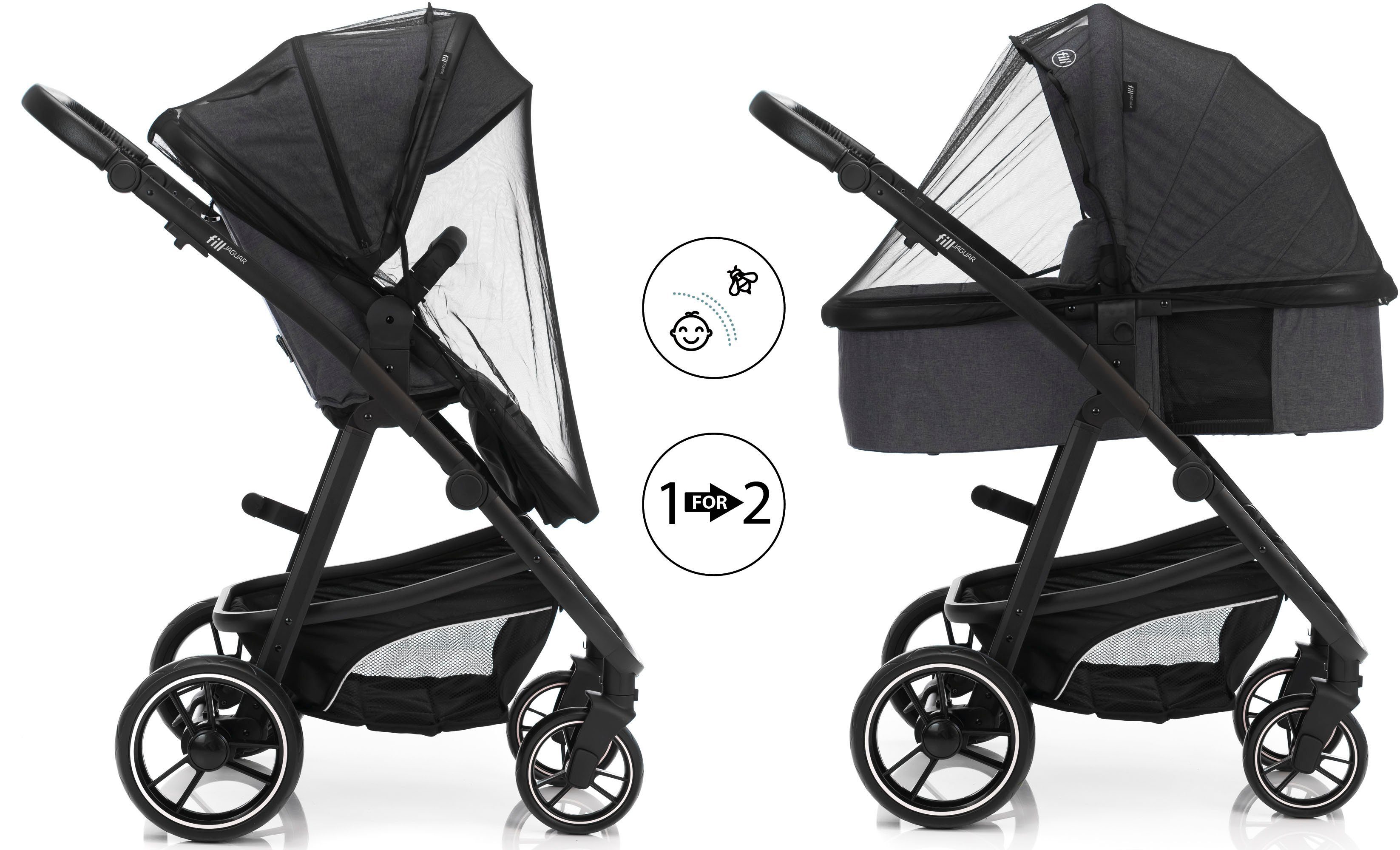 Fillikid Kombi-Kinderwagen Jaguar, (Set, 9-tlg)