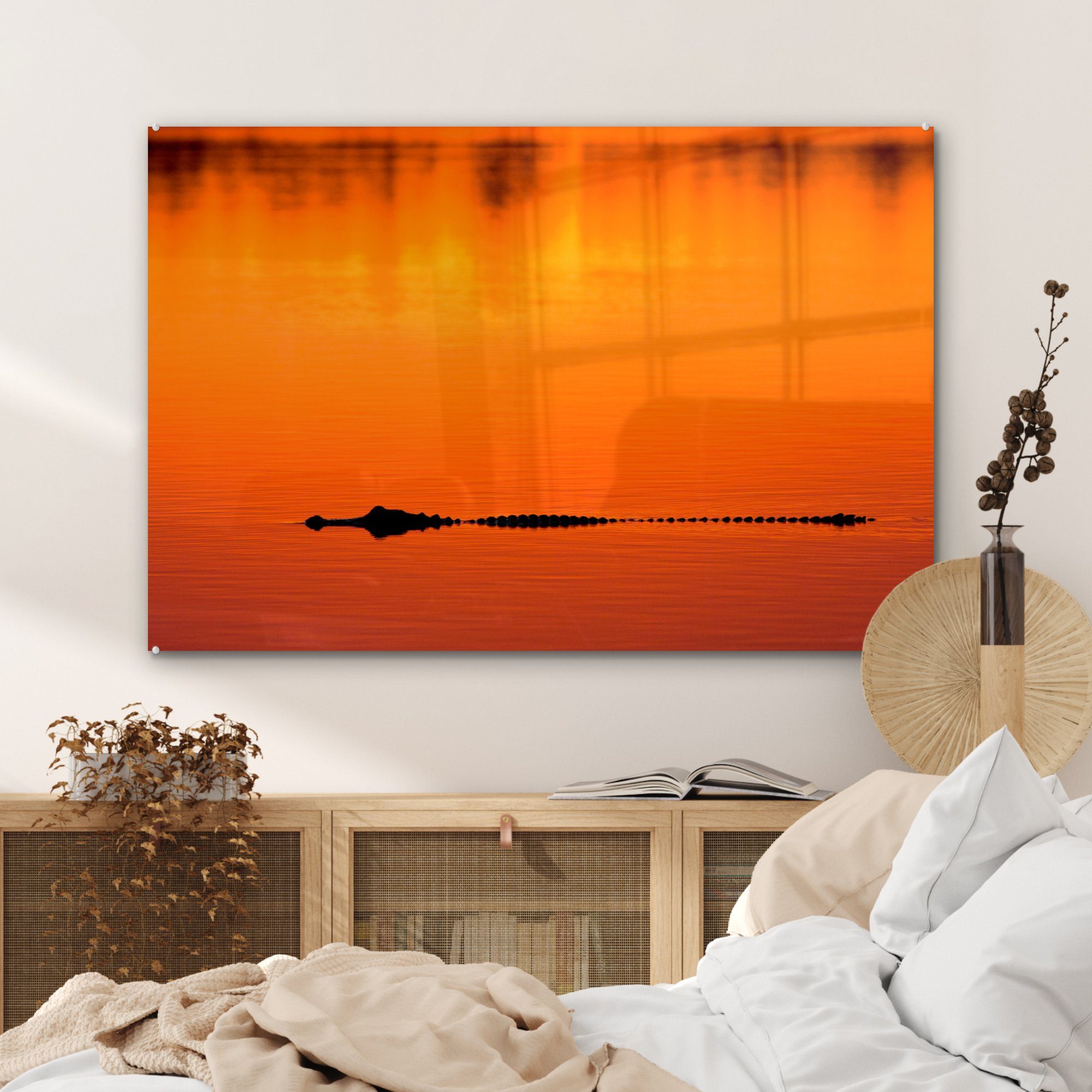 Sonne, Wohnzimmer (1 & Schlafzimmer St), - - Orange MuchoWow Wasser Acrylglasbilder Acrylglasbild