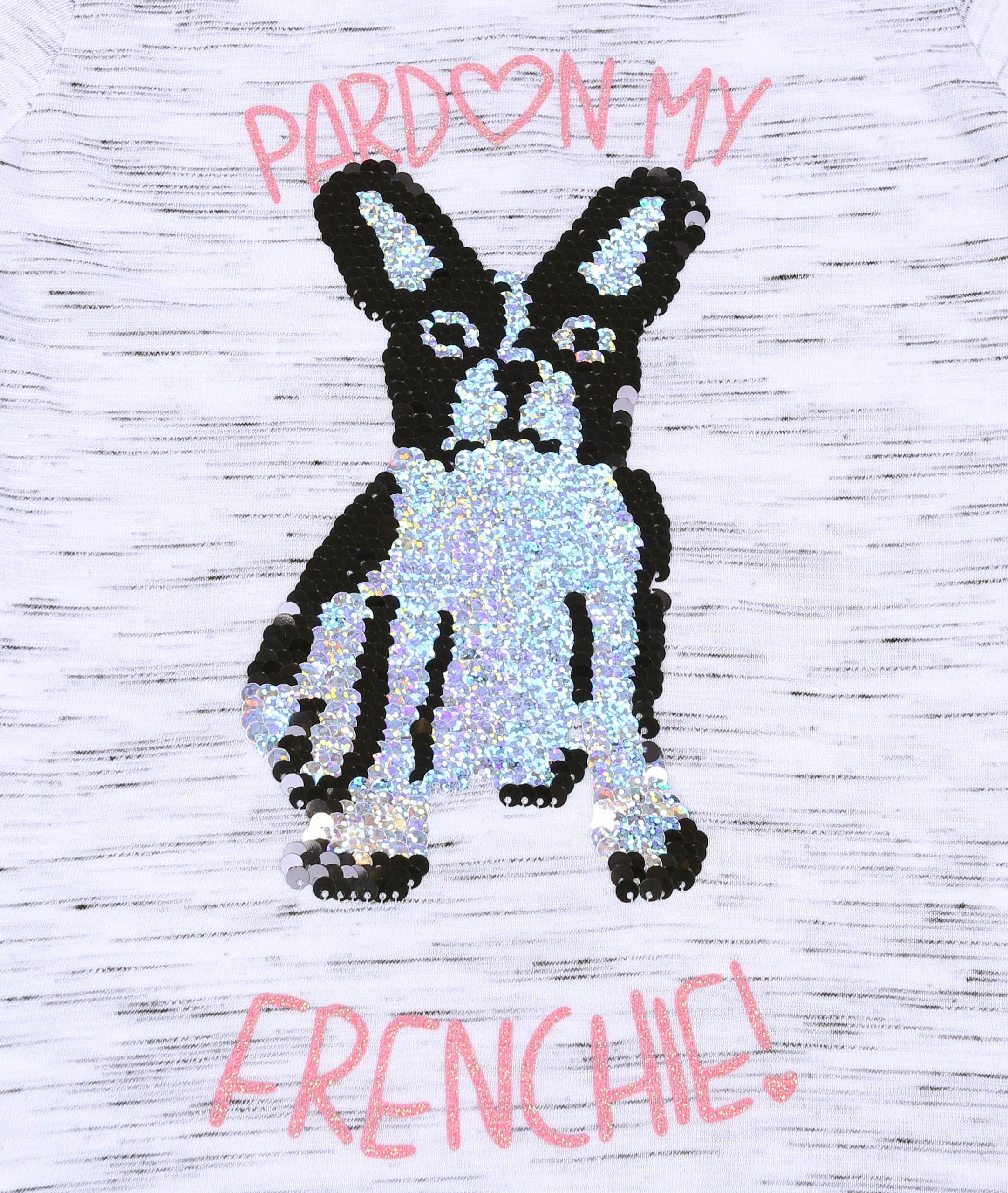 Sarcia.eu Kurzarmbluse Schwarz-weißes Hemd/T-Shirt mit Sequin-Art Paillettenbild 5-6 Jahre