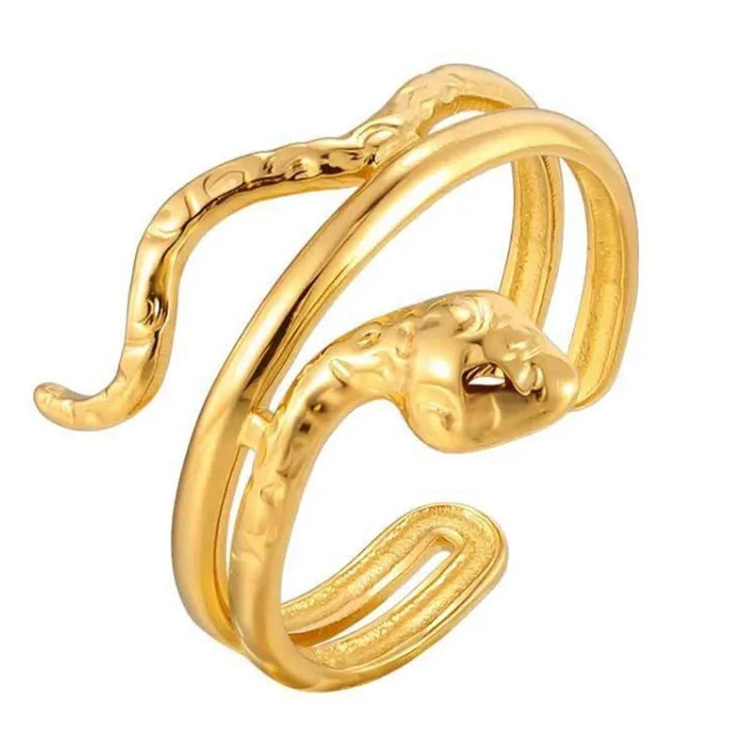 Order & Smile Schmuck Fingerring Offener Ring gold „Schlange“ Wickelring