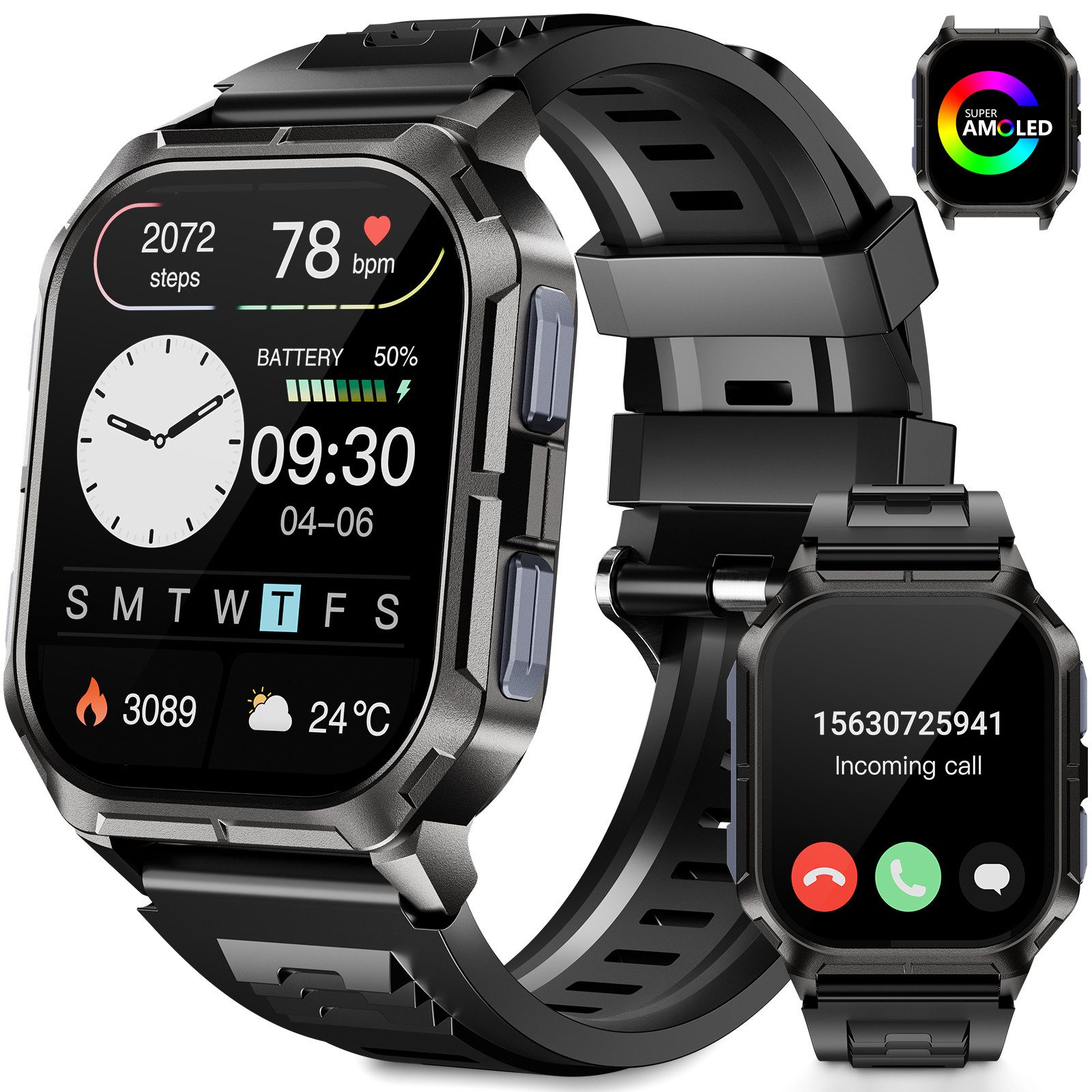 Sytifro Smartwatch Herren, Neue Fitness-Tracking-Uhr,350mAh( 6Tage)  Smartwatch, IP68 Wasserdicht Fitness Uhr mit 120+ Sportmodi, Fitness Tracker mit 24/7 Herzfrequenz/SpO2/Schlafmonitor/Schrittzähler, Bluetooth 5.3 Uhr Herren, 350mAh Batterie, verfügbar für Android 5.0+ / iOS 9.0+