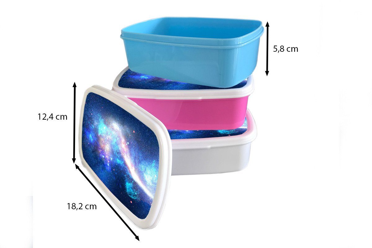 MuchoWow Lunchbox Erwachsene, Brotbox Kunststoff Sterne, für Kunststoff, rosa Mädchen, Blau Snackbox, - Brotdose (2-tlg), - Universum Kinder