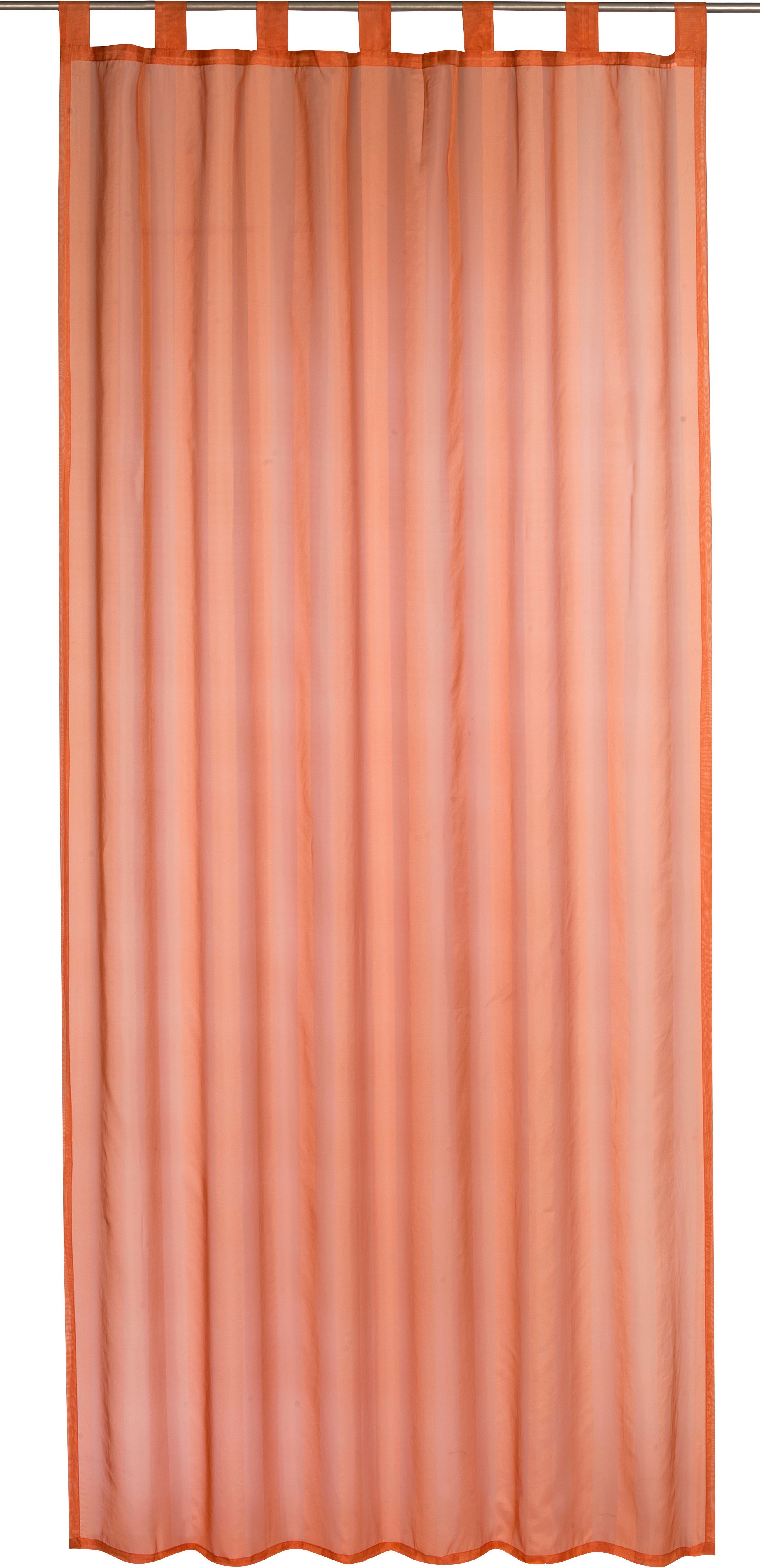 Gardine Streifenvoile, ELBERSDRUCKE, Schlaufen (1 St), transparent, Voile, Schlaufenschal mit Kräuselband transparent/leicht glänzend, 245x140 cm