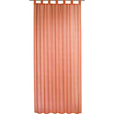 Gardine Streifenvoile, ELBERSDRUCKE, Schlaufen (1 St), transparent, Voile, Schlaufenschal mit Kräuselband transparent/leicht glänzend, 245x140 cm