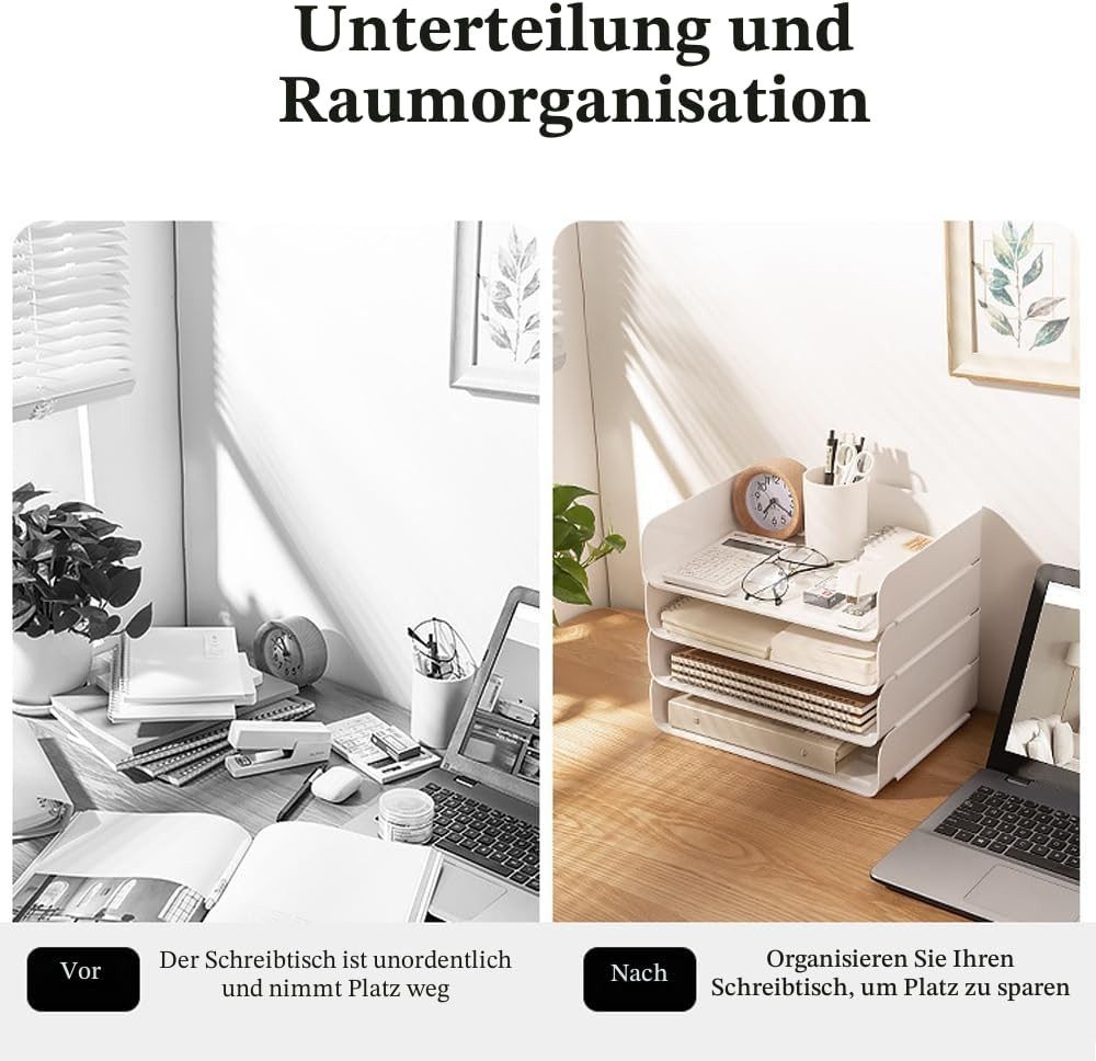 FELIXLEO Briefablage 4-stufige stapelbare A4-Aktenablage Briefablagen-Organizer für Büro (1-St) – Bild 4 von 5