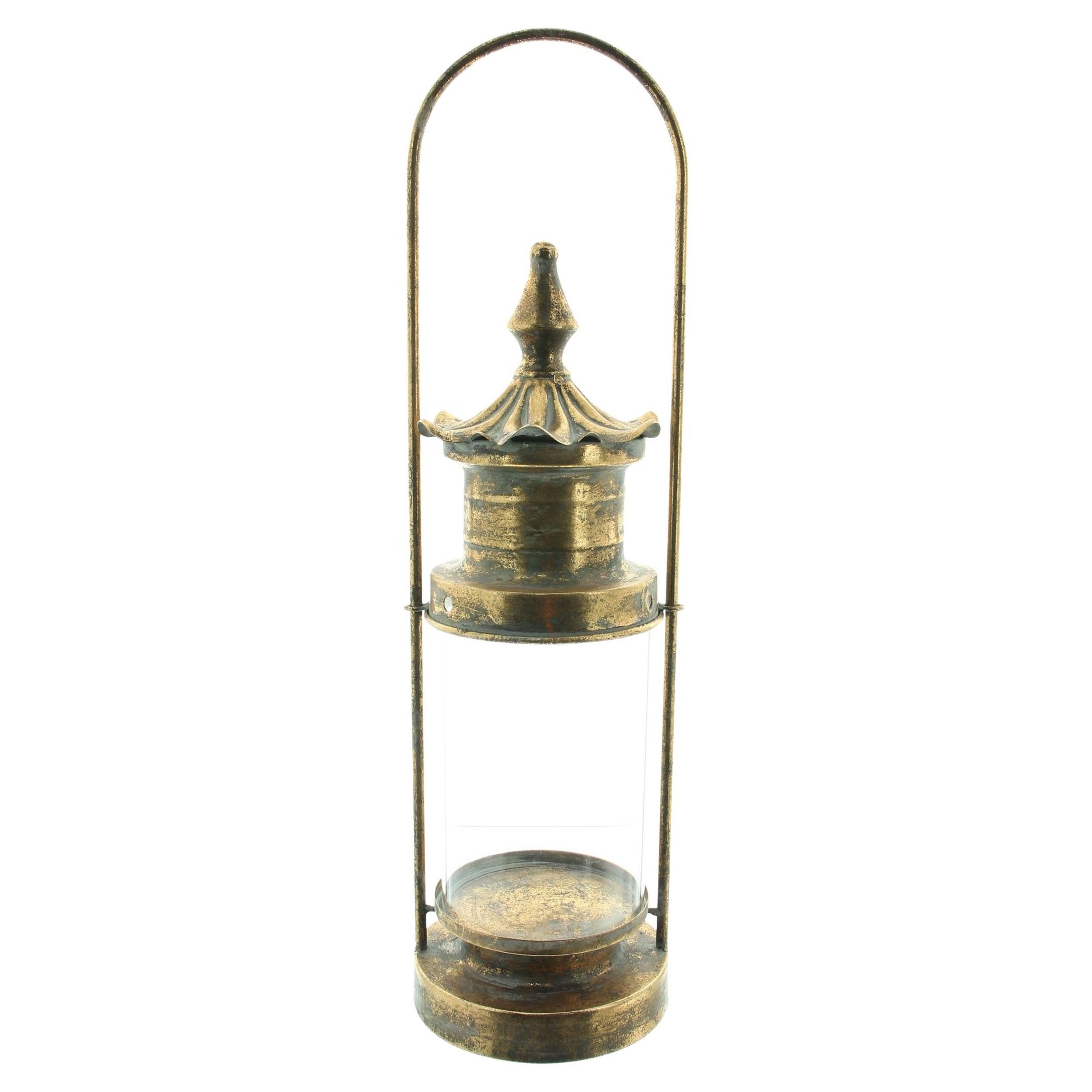 Windlicht Laterne Gold Metall & Glas 54cm – Windlicht, Gartenlaterne