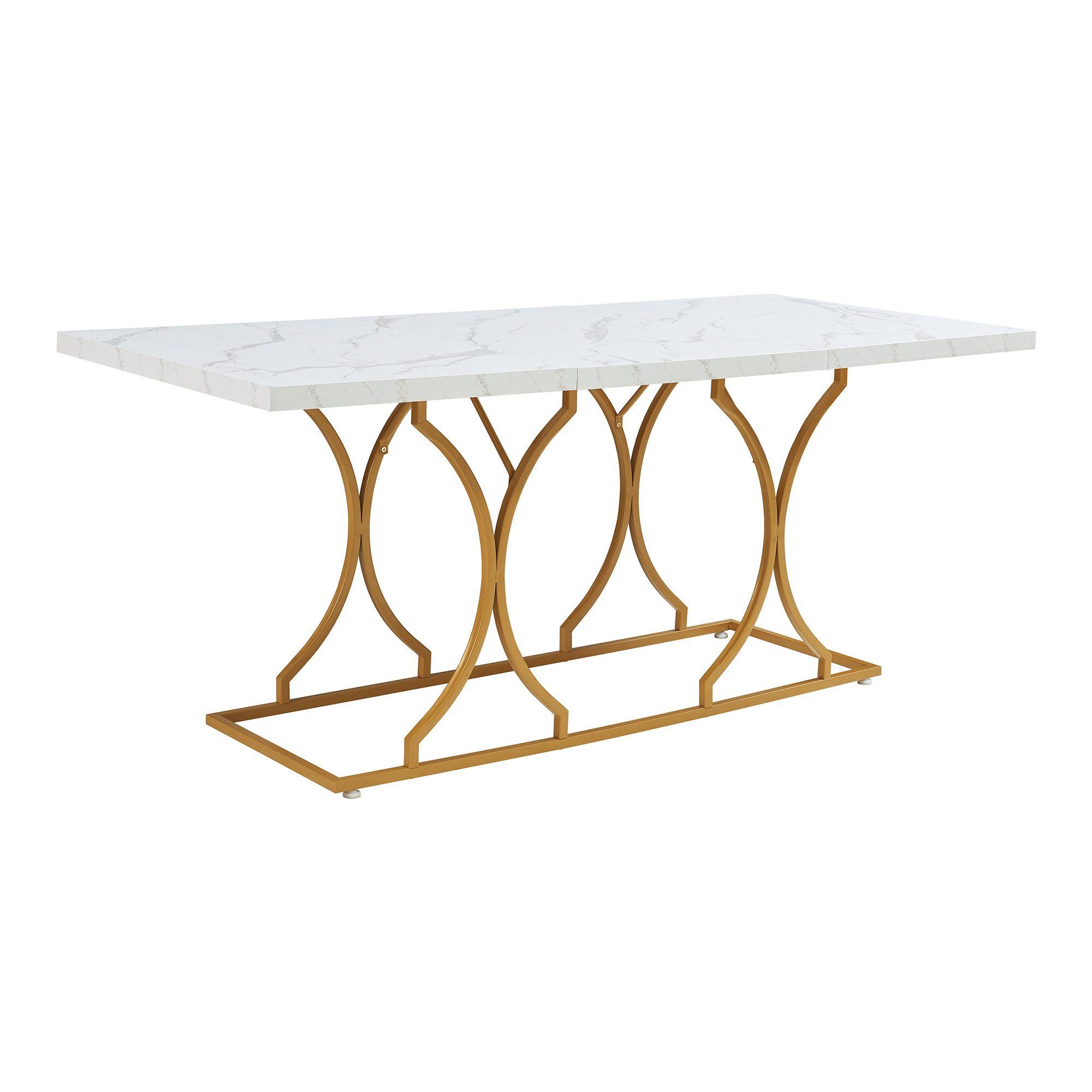 en.casa Esstisch, »Figa« für 6 Personen Marmoroptik, weiß/Goldfarben günstig online kaufen