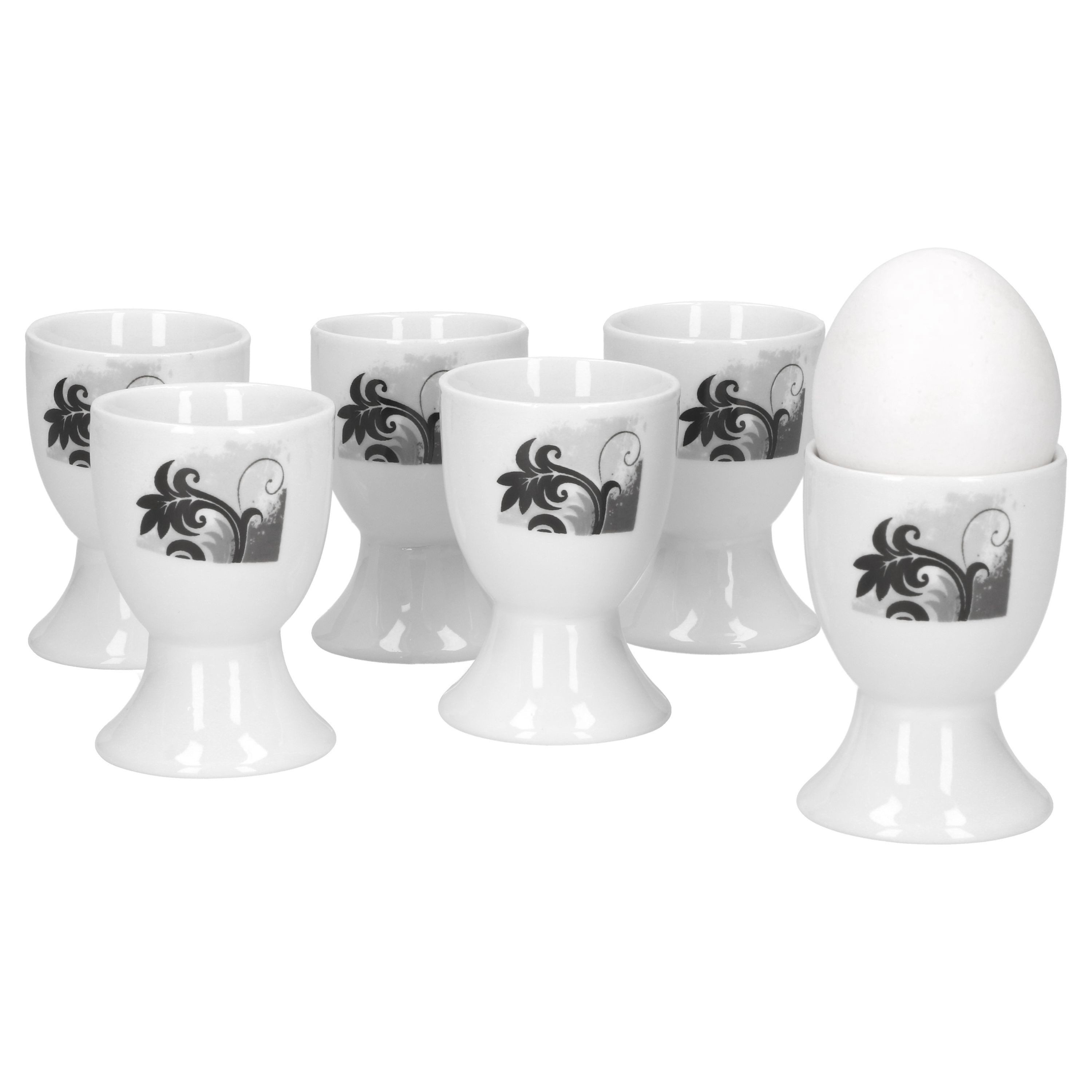 van Well Eierbecher 6er Set Eierbecher Black Flower 4,8cm