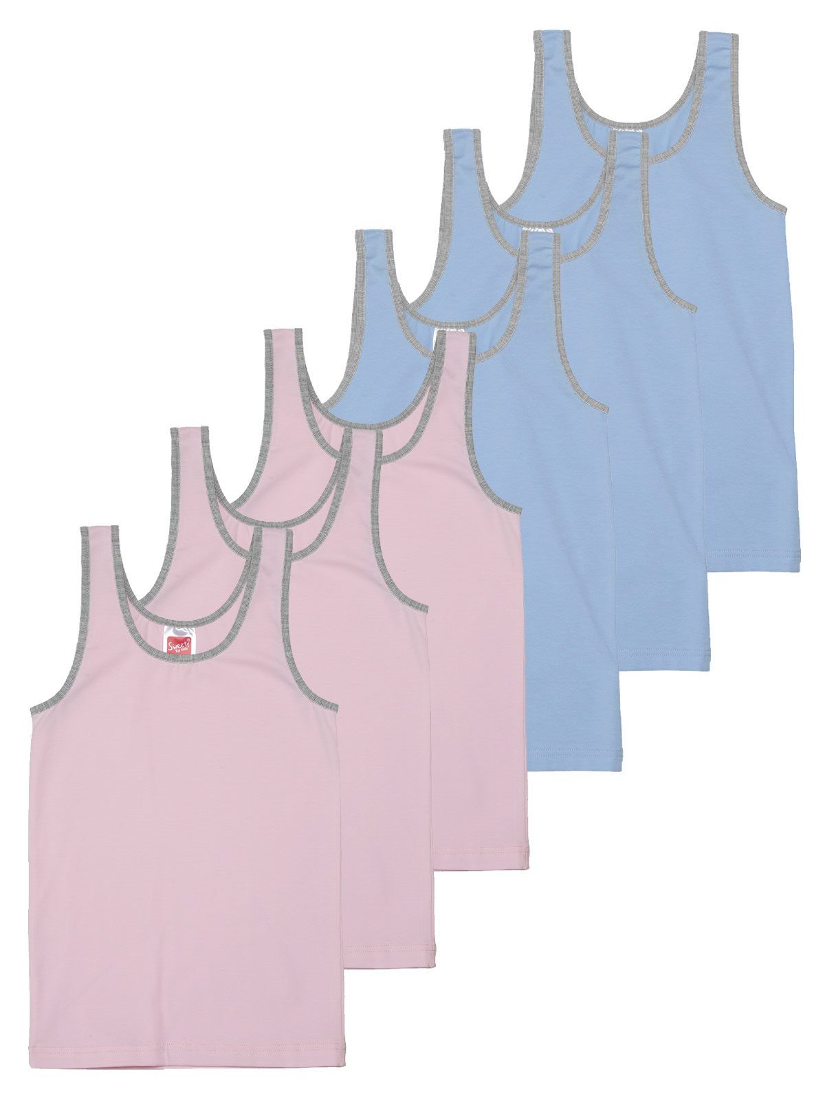 Sweety for Kids Unterhemd 6er Sparpack Mädchen Unterhemd Single Jersey (Spar-Set, 6-St) hohe Markenqualität bleu helles rosa