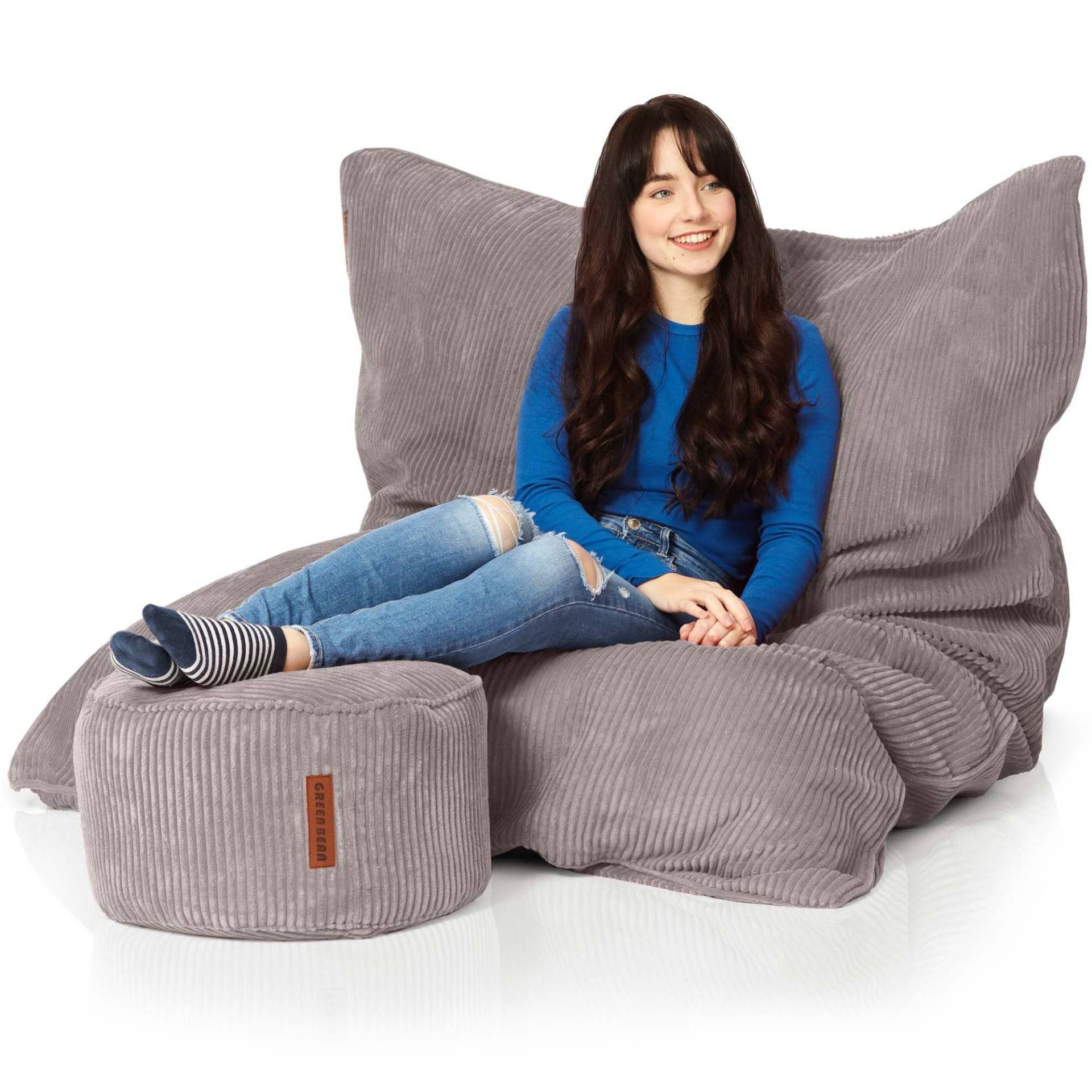 Green Bean Sitzsack XXL Sitzsack Square Cord + Hocker (Sitzsack + Hocker im günstig online kaufen