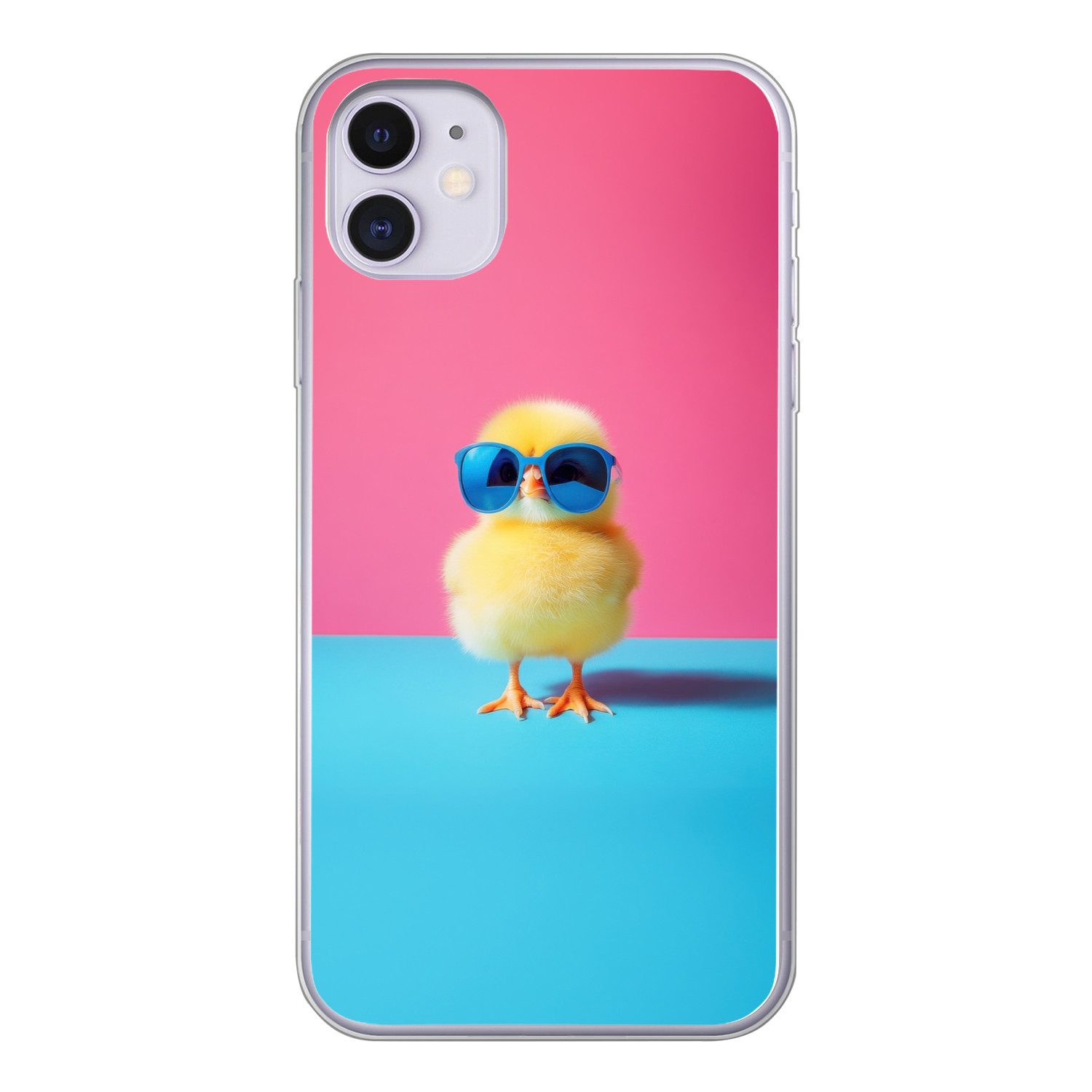 MuchoWow Handyhülle für Apple iPhone 11 Chick - Sonnenbrille - Blau, Smartphone-Bumper, Print, Handy Schutzhülle Dünn