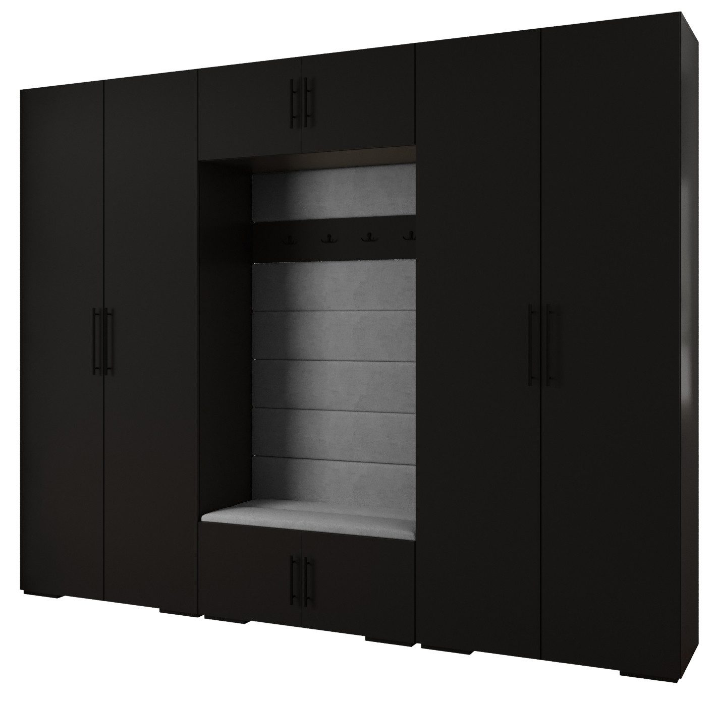 ABIKS MÖBEL Kompaktgarderobe INOVA 3 SATZ 9 Möbelset, Garderobe mit Kleiderstange und Regalen