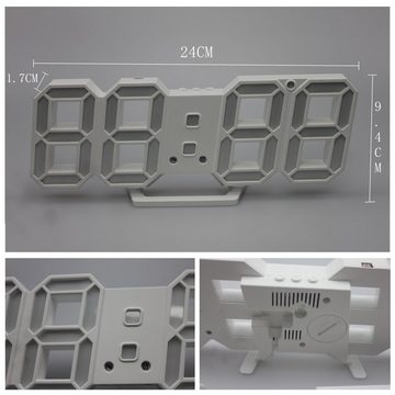 DOPWii Wecker 3D LED Digitalwecker, 12/24 Stundenanzeige, 22 x 4 x 10 cm