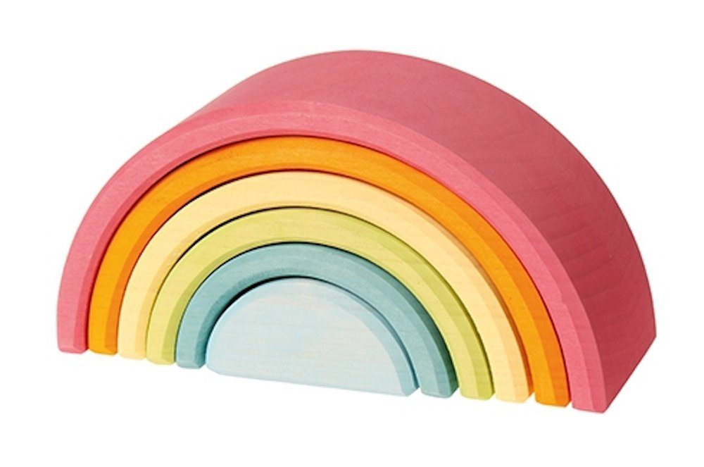 GRIMM´S Spiel und Holz Design Spielbausteine Regenbogen Pastell 6-teilig Stapelsteine Holzspielzeug