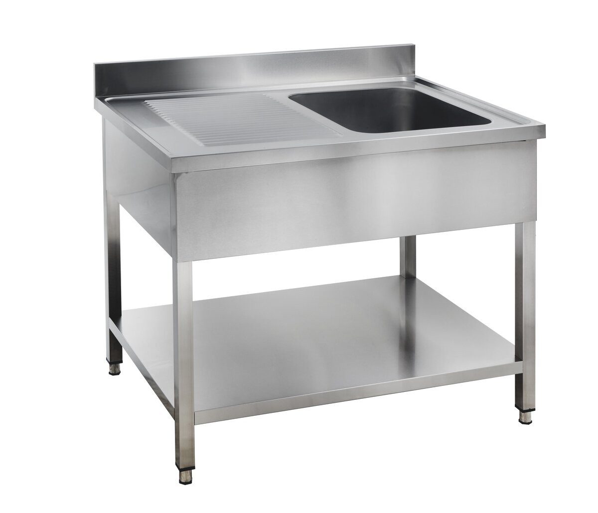 GastroHero Arbeitstisch Spültisch 100x70 cm - Edelstahl mit Becken - Gastro - Spüle