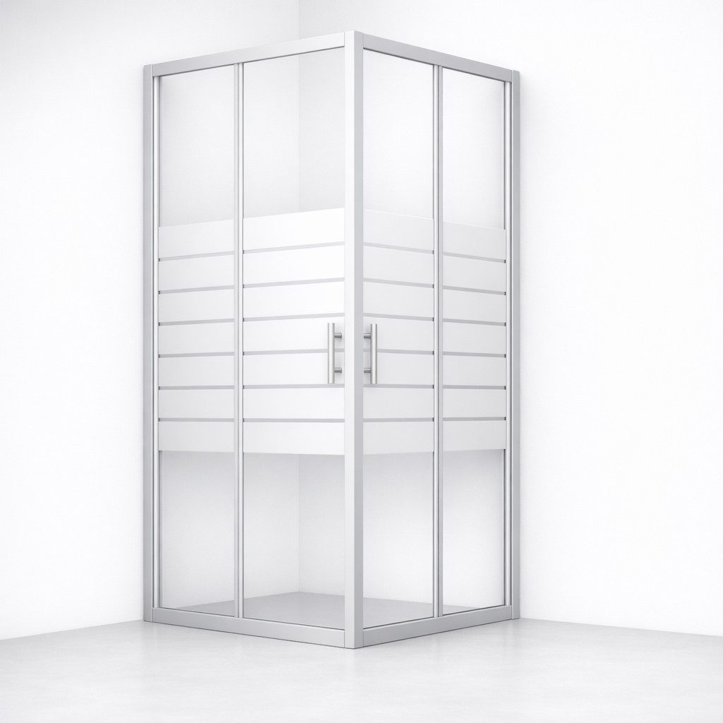 welltime Eckdusche New Trento mit Streifendekor, BxT: 90x90 cm, Einscheibensicherheitsglas, Extrahohe 195cm, 6mm ESG, verbessertes Rollensystem, Streifendekor