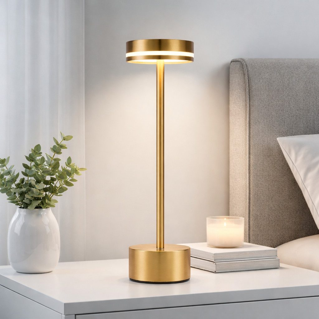 ZMH Tischleuchte Kabellos LED Nachttischlampe Akku Dimmbar, Touch-Steuerung, LED fest integriert, 3000K-6500K, mehrere Helligkeitsstufen, Touchdimmer, USB, Akkuleuchte