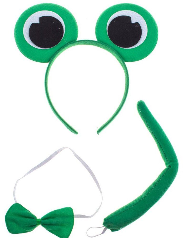 Funny Fashion Kostüm Frosch Set 3-tlg. mit Haarreif - Grün, Tierkostüm