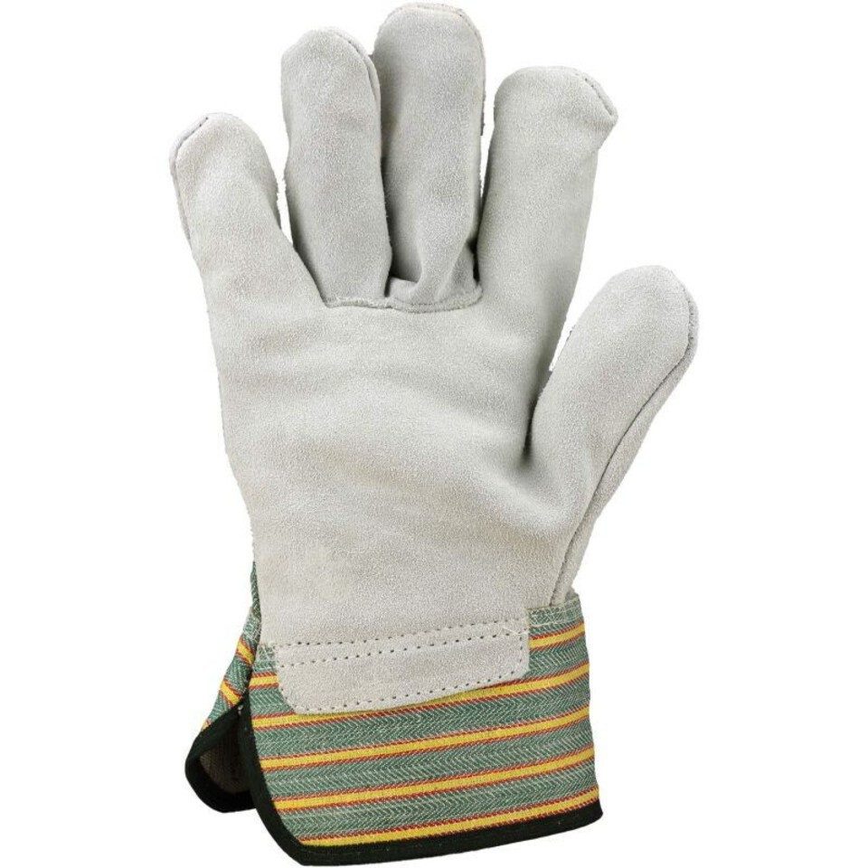 ASATEX Lederhandschuhe Rindspaltleder FALKE-G gummierte Stulpe grün Doppelnähte (Packung, 12-St., VPE= 12 Paar, Gr 10,5) Stulpe