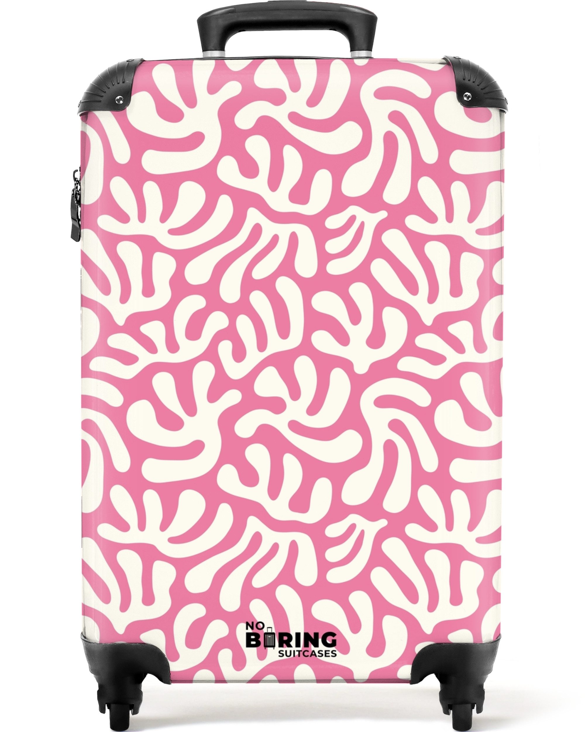 NoBoringSuitcases.com© Hartschalen-Trolley Rosa mit weißem Korallenmuster günstig online kaufen