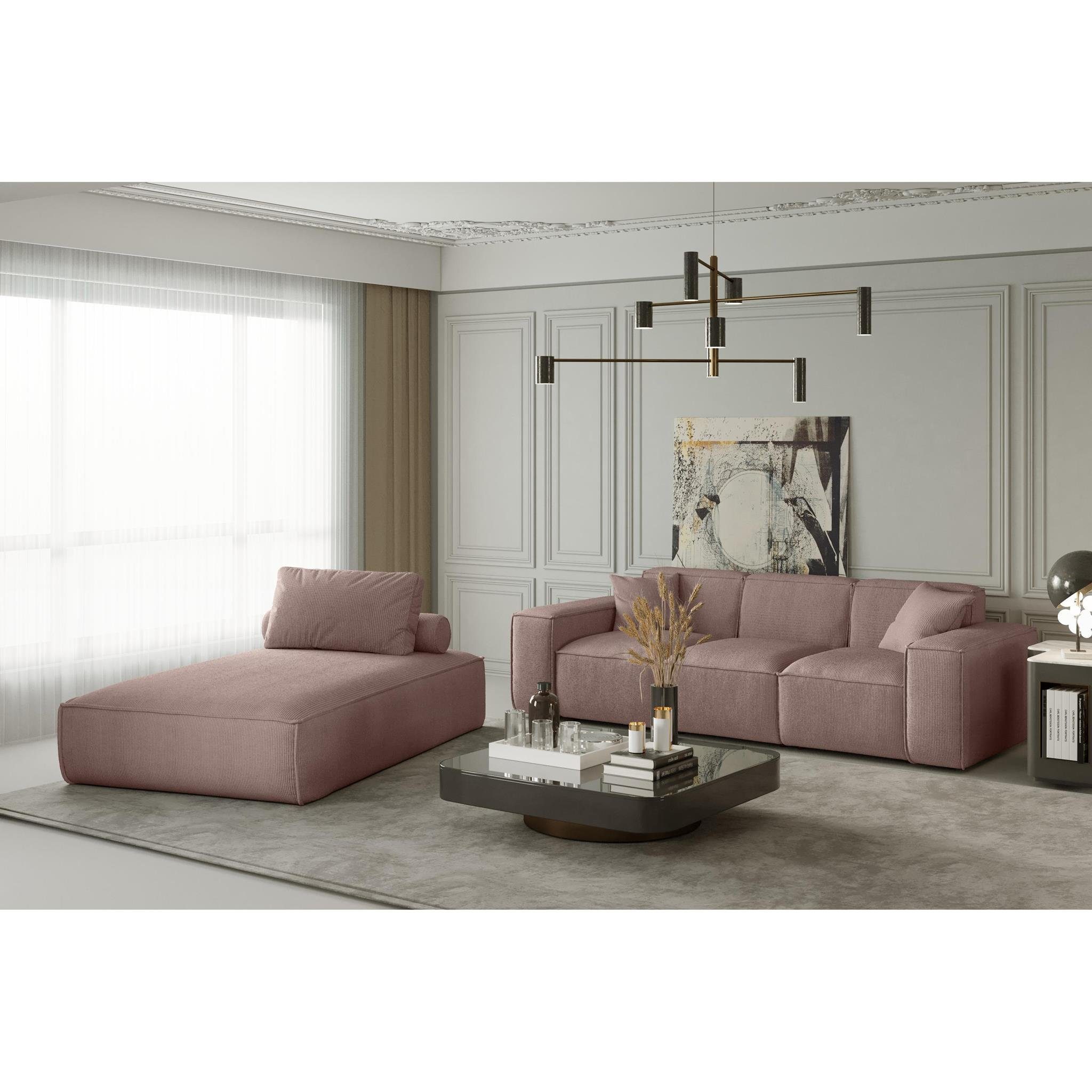 zwei Relaxliege Cord- Sessel mit modern, Lugano, oder Lounge Kissen gepolstert Beautysofa Wellenfedern, Velvetstoff, mit