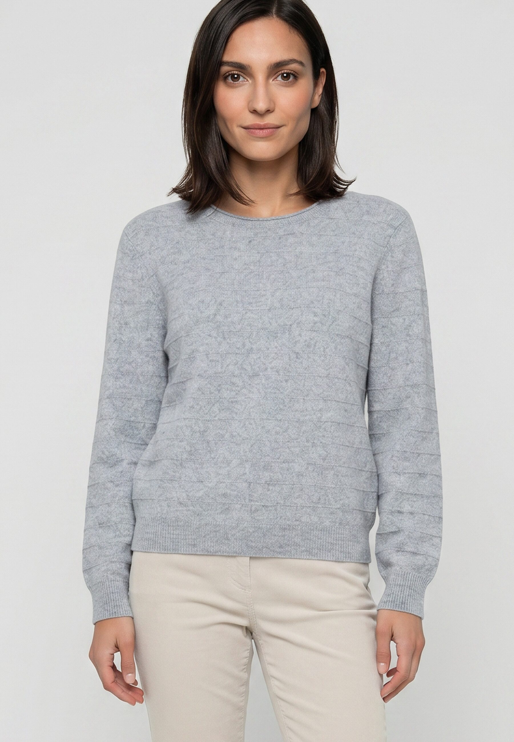 Olsen Strickpullover Pullover mit Strukturstrick und leichten Puffärmeln