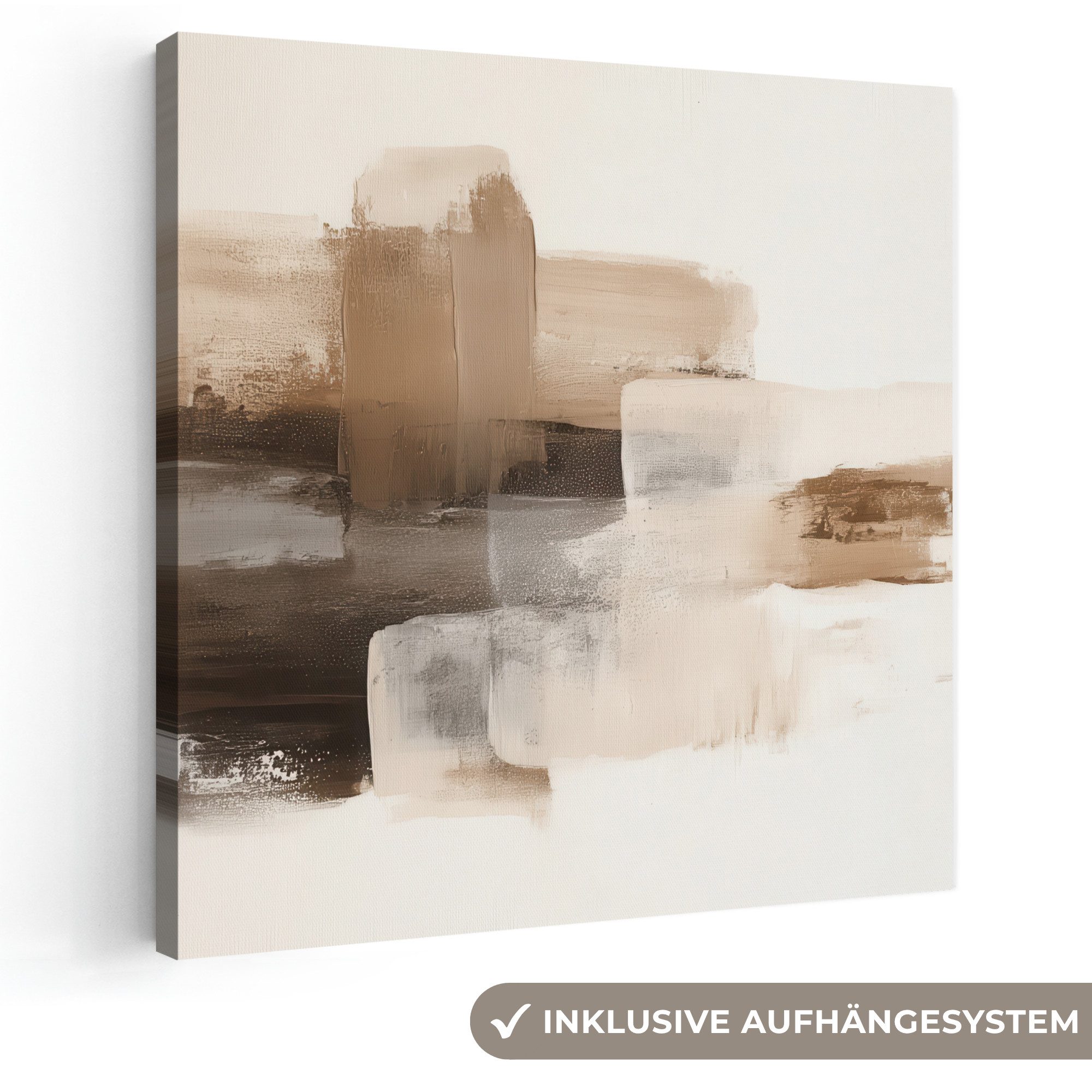 OneMillionCanvasses® Leinwandbild Pinselstriche - Abstrakte Landschaft - Ruhe, Fotodruck (1 St), Wandbild, Deko Schlafzimmer Wohnzimmer Flur 20x20 cm