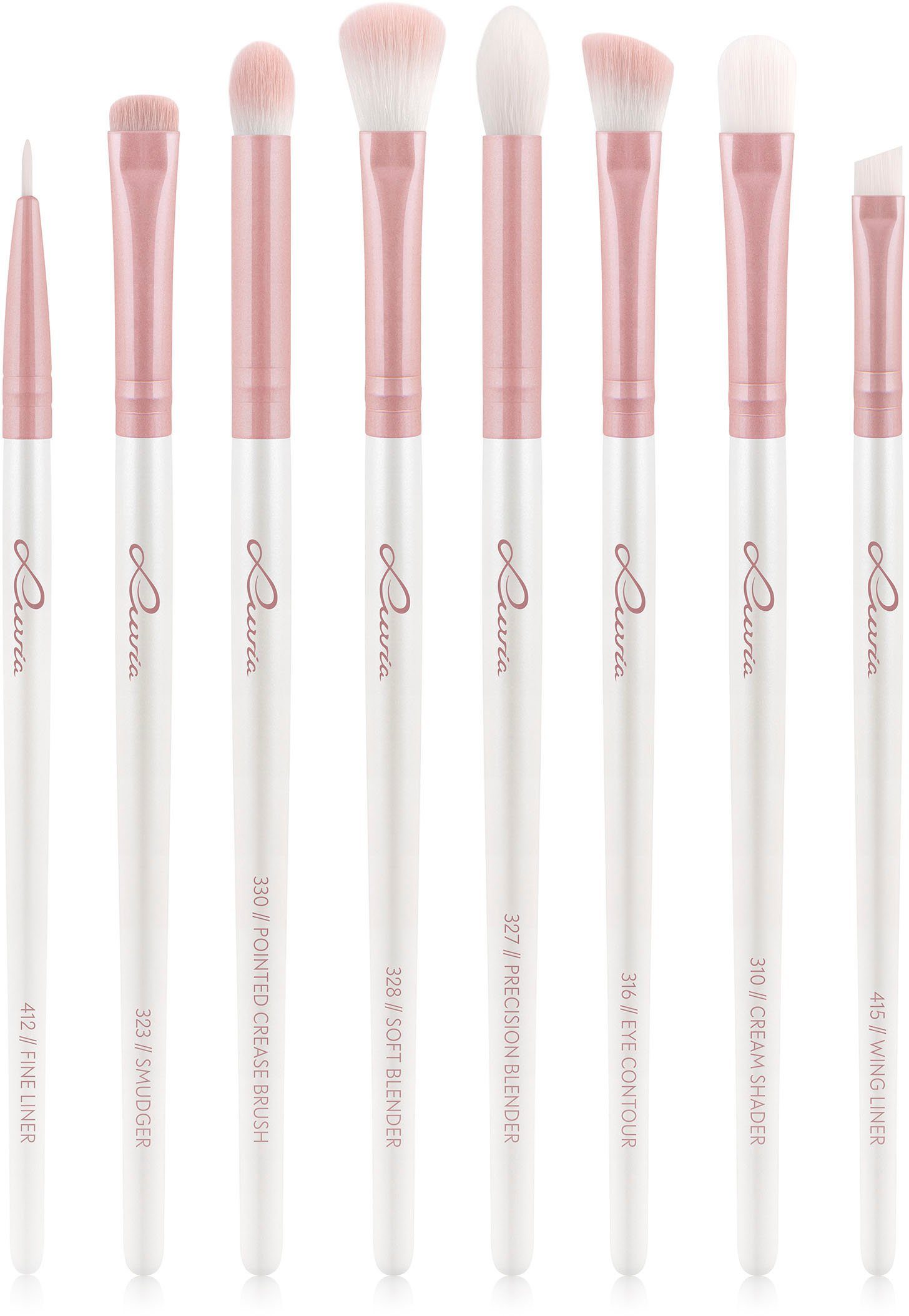 Luvia Cosmetics Kosmetikpinsel-Set ALL EYE WANT, 8 tlg., Nurai-Pinselhaar, vegan und hautfreundlich, verliert keine Haare.