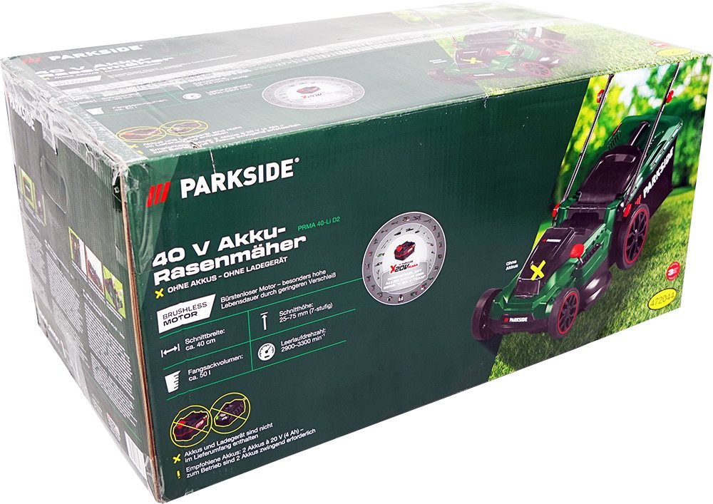 Parkside Akkurasenmäher 40V Akku Rasenmäher PRMA günstig online kaufen