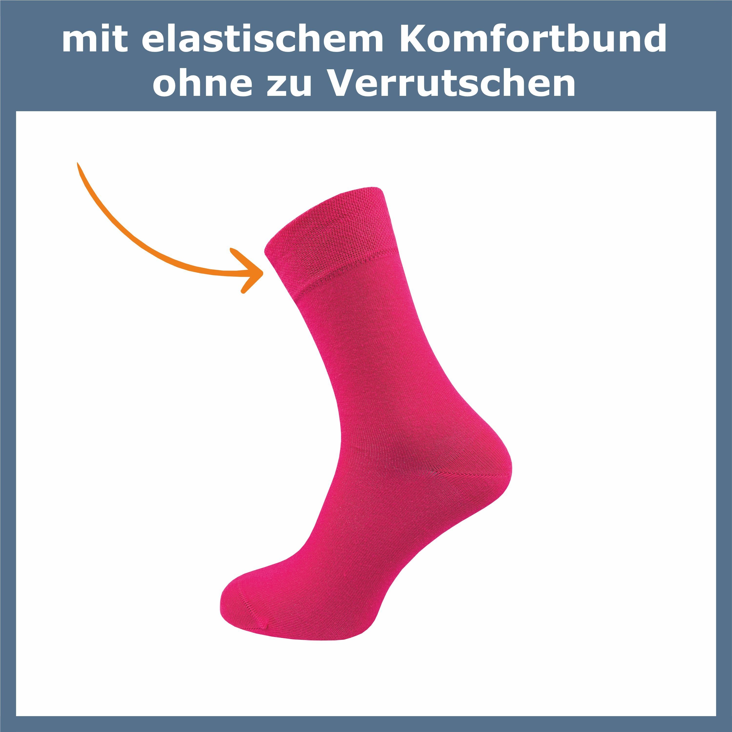 GAWILO Socken für & Damen ohne schwarz, & blau Naht Premium drückende Paar) - (6 Baumwolle fuchsia Herren grau Komfortbund doppelt - hochwertiger, aus gekämmter