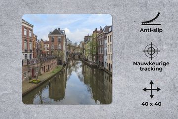MuchoWow Gaming Mauspad Architektur - Utrecht - Kanal (1-St), Mousepad mit Rutschfester Unterseite, Gaming, 40x40 cm, XXL, Großes