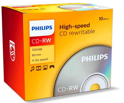 Philips CD-Rohling 10 Philips Rohlinge CD-RW 80Min 700MB 12x Jewelcase