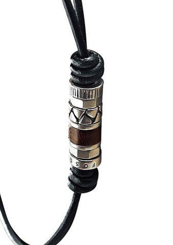Fossil Kette mit Anhänger Schmuck Geschenk Edelstahl Leder Halsschmuck günstig online kaufen