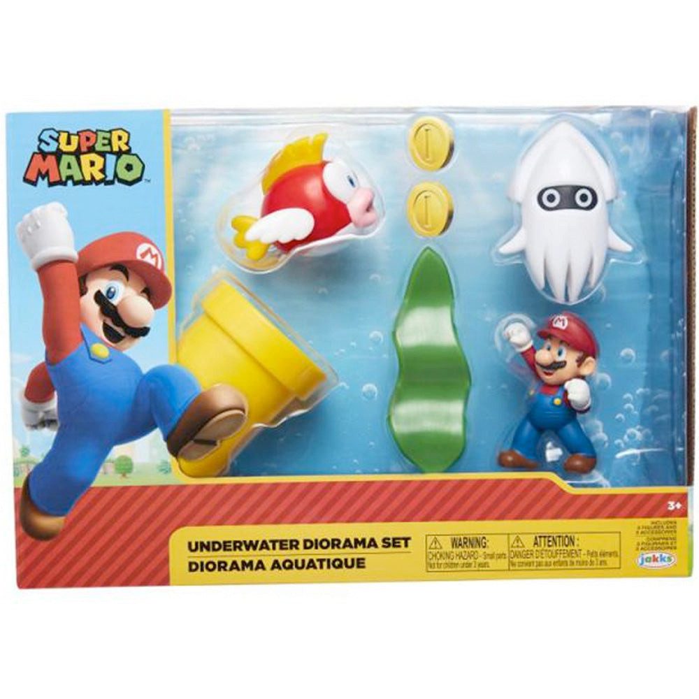 Super Mario Actionfigur Nintendo Super Mario 5er Figuren Set Underwater Diorama, 6,5 cm, (5-tlg)