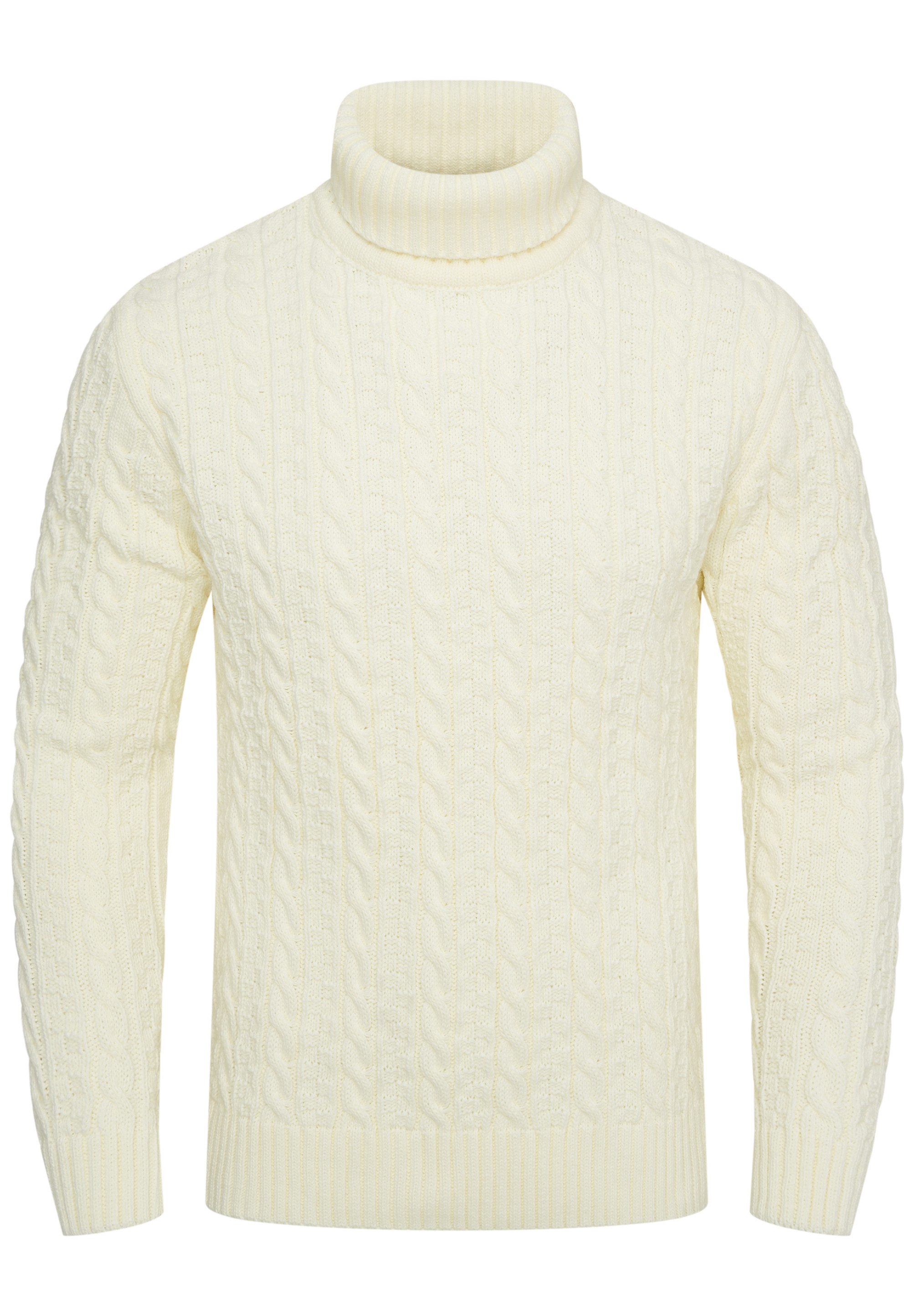 behype Rollkragenpullover BSLANA Grobstrick Zopf-Muster Winterpullover günstig online kaufen