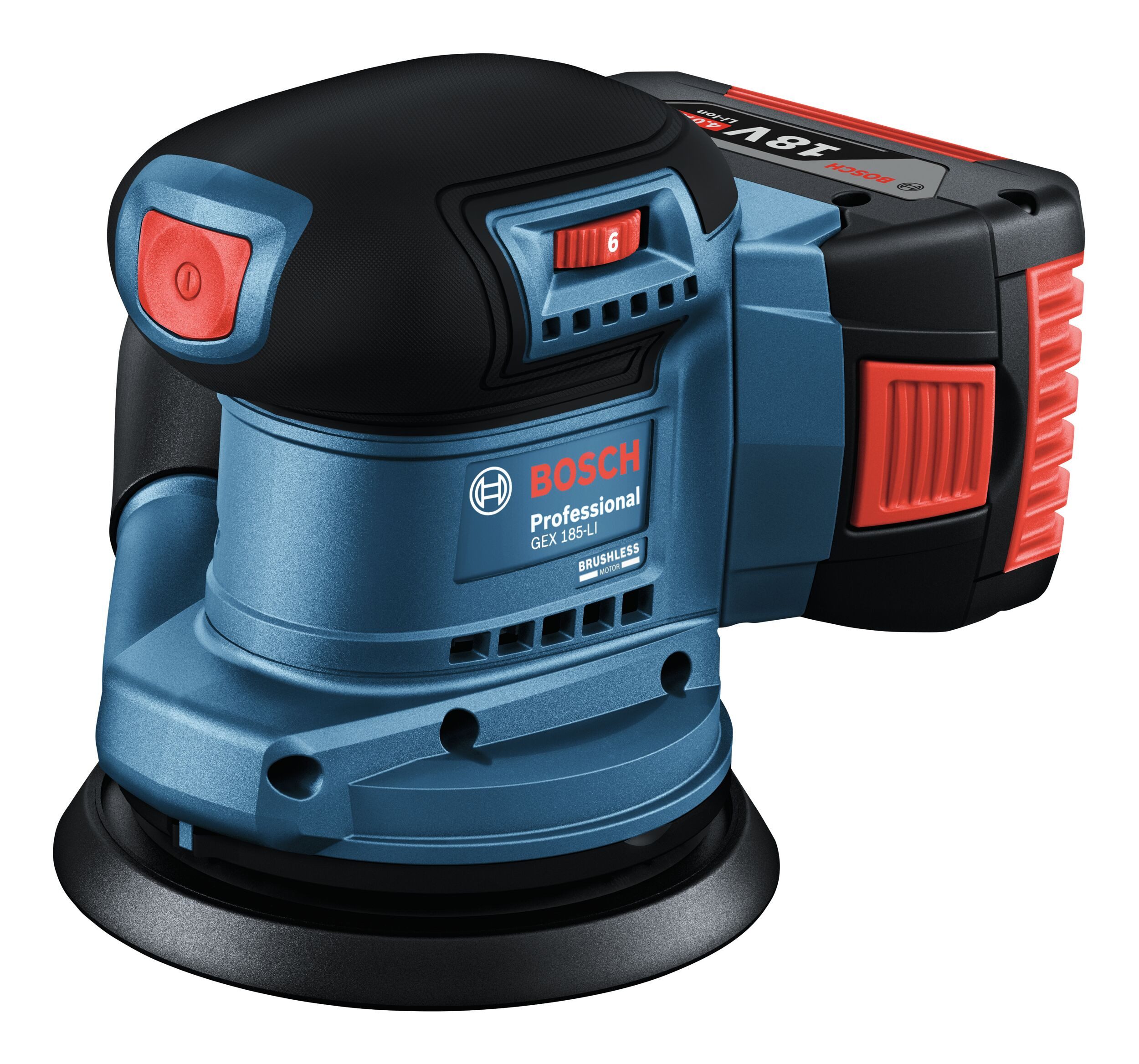 BOSCH Akku-Exzenterschleifer GEX 185-LI, max. 10000 U/min, 20000 U/min, Mit 1x Akku 4 Ah - im Handwerkerkoffer