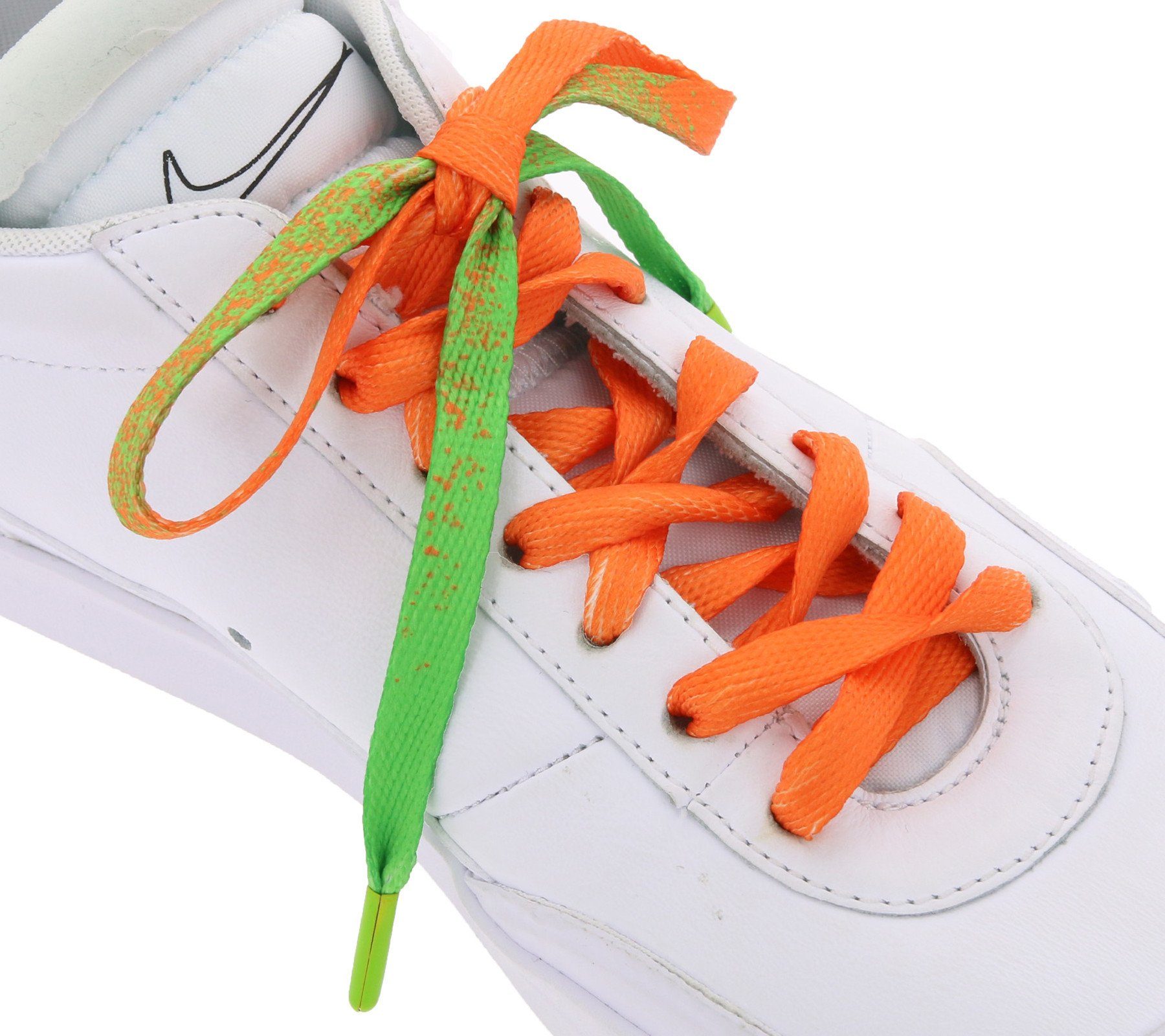 Tubelaces Schnürsenkel TubeLaces Schuhe Schuhbänder auffällige Schnürsenkel Schnürbänder Neon Grün/Orange | Schnürsenkel