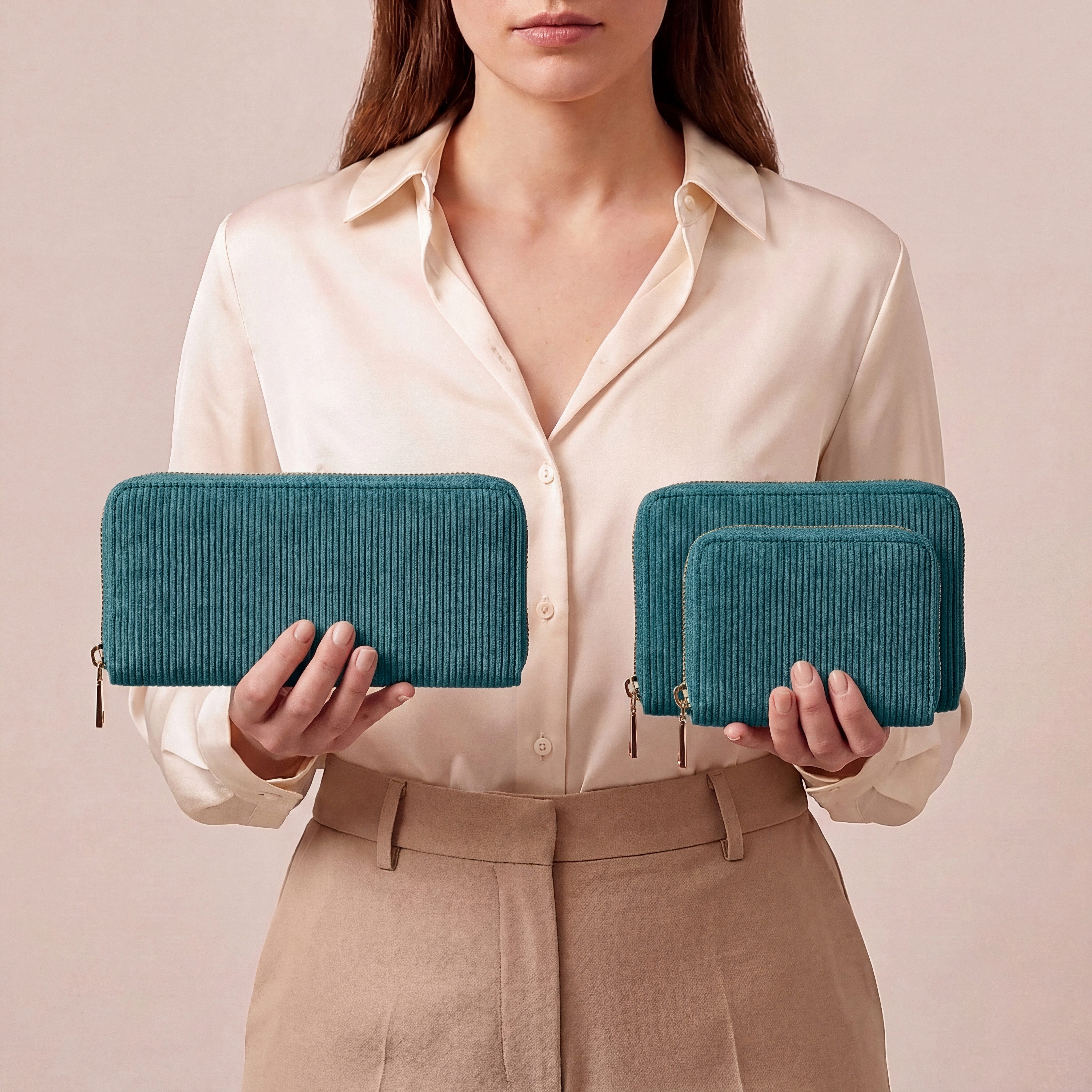 MillyMilk Geldbörse FONDO MEDIUM – Damen Cord Geldbeutel – Stoff Portemonnaie, Cord-Geldbörse mit stabiler Form, viel Platz und Reißverschluss. – Bild 5 von 5