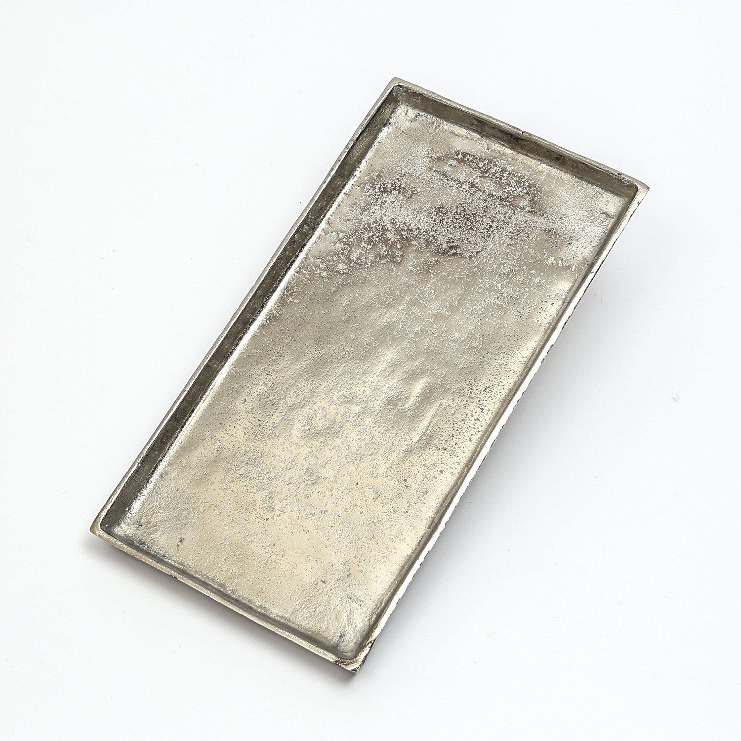 29,8cm Dekoteller Dekoschale L: MARELIDA Aluminium Dekotablett rechteckig silber Tablett