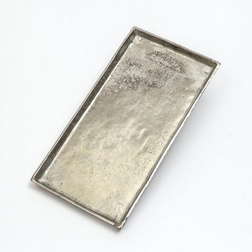MARELIDA Dekotablett Tablett Dekoteller Dekoschale rechteckig Aluminium L: 29,8cm silber