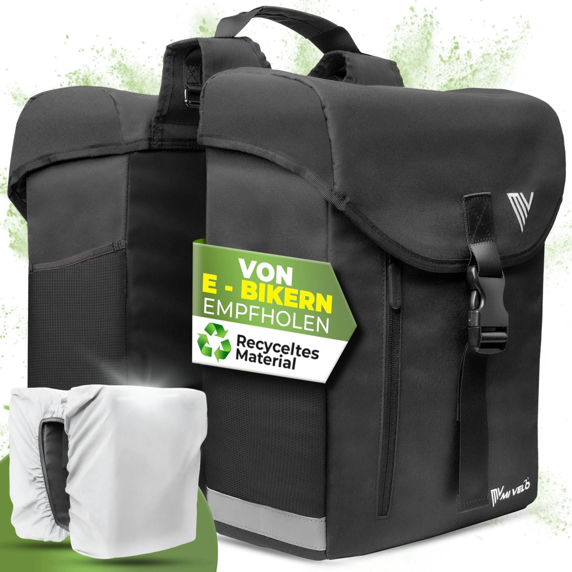 Fahrradtasche Fahrrad Gepäckträgertasche Doppeltasche 36L inkl. Regenschutzhülle
