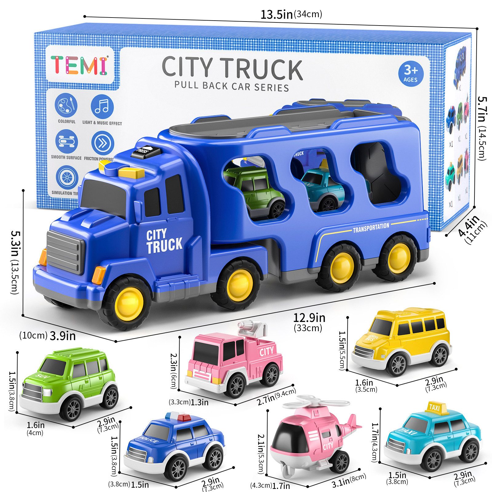 Spielzeug-Auto 7 Pack Träger LKW Transport Stadtfahrzeuge Spielzeug