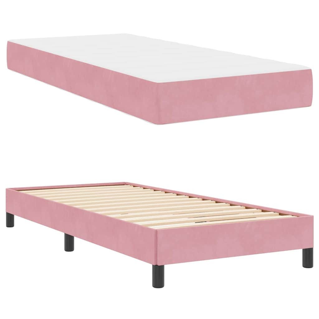 vidaXL Bed Box Spring Bed with Mattress Pink 100 x 200 cm Fabric (1-piece)
