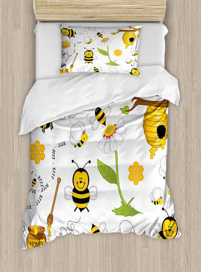 Bettwäsche Milbensicher Всеrgiker geeignet mit Kissenbezug, Abakuhaus, Microfaser, Biene Bienen Gänseblümchen Kamille