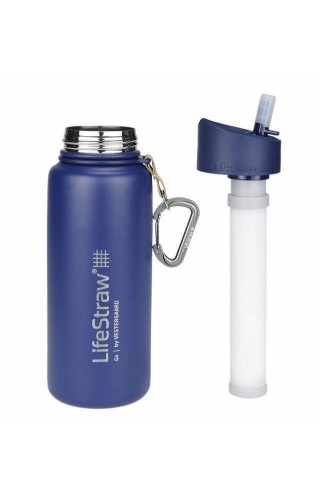 LifeStraw Trinkflasche Go Stainless Steel Edelstahl mit Wasserfilter, Verschluss mit