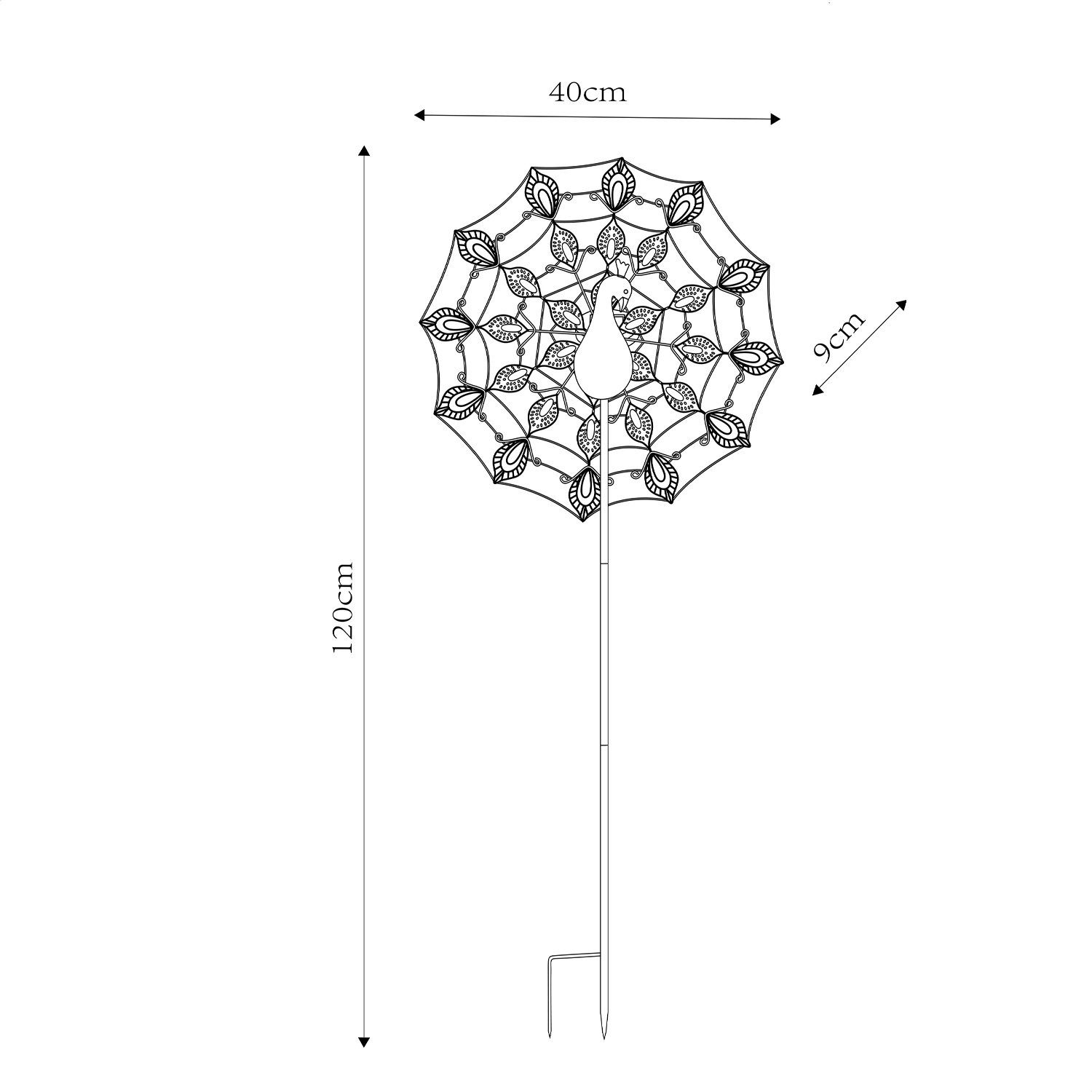 LED 40 Außen Solarlampe cm Solarleuchte Außenleuchte Set Garten Solarleuchte Pfau bmf-versand 2er